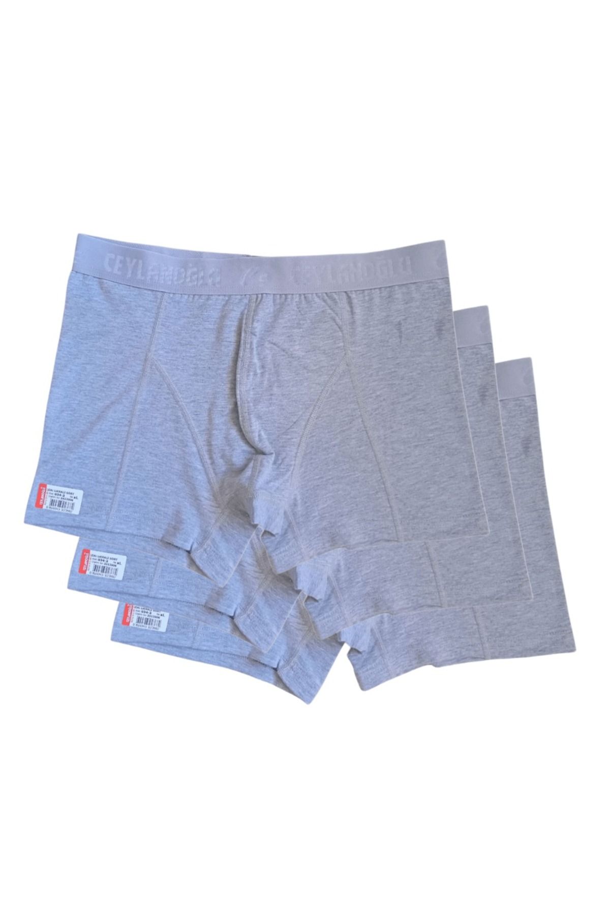 balkonda Boxer pamuklu cotton modal 3'lü ekonomik paket açık gri slim fit ekstra esnek CBK3-1