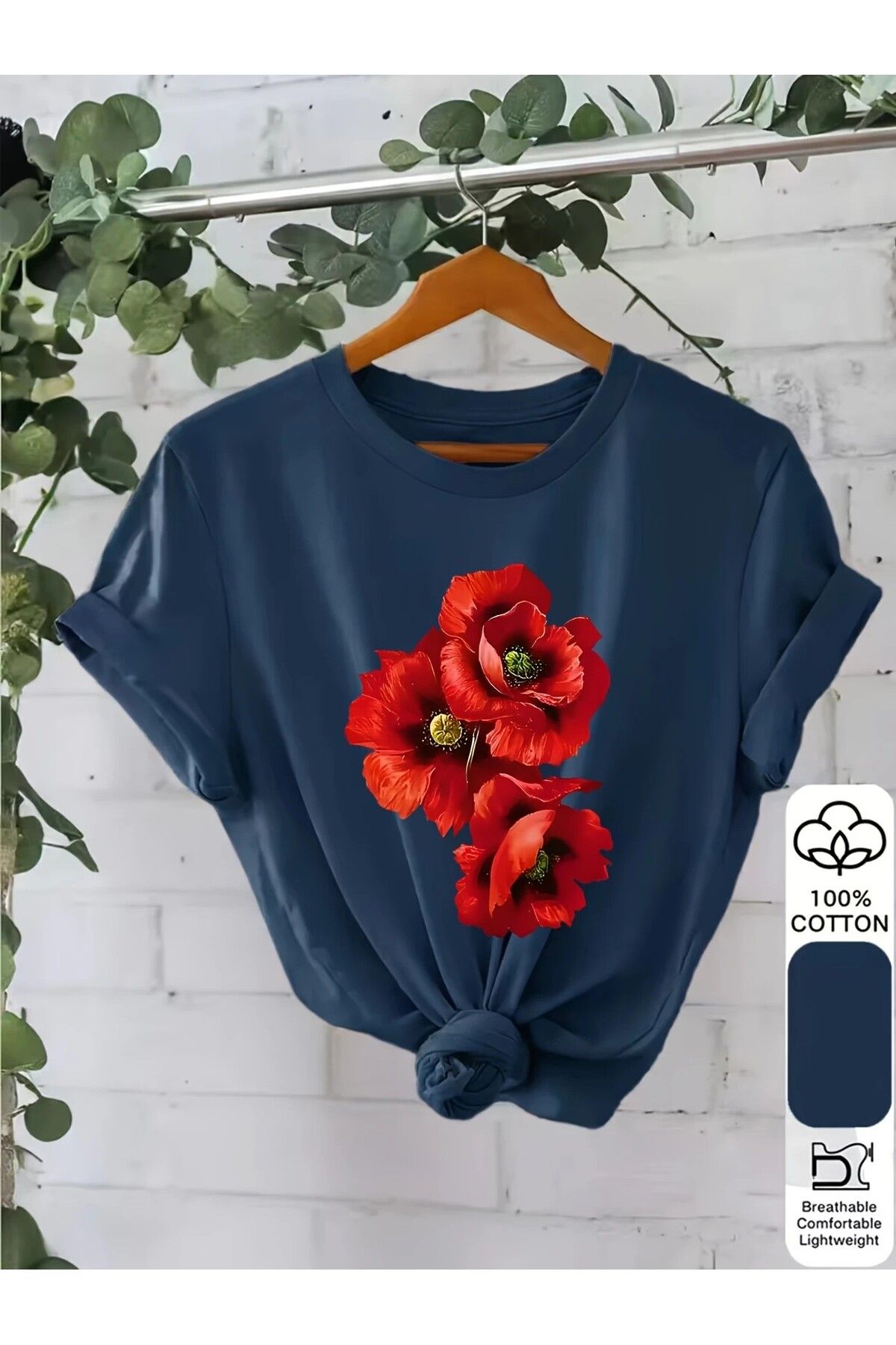 LEIVOR Gelincik çiçeği baskılı Kadın T-shirt