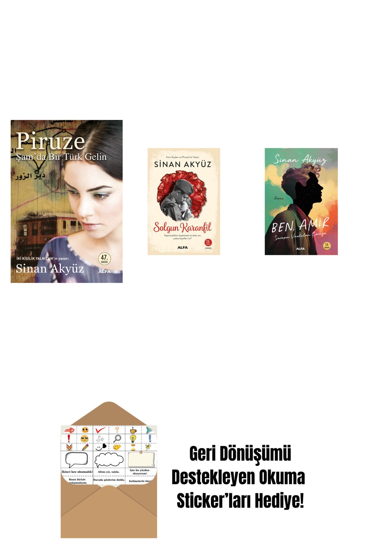 Alfa Yayınları Sinan Akyüz 3 Kitap Set + Okuma Sticker'ları