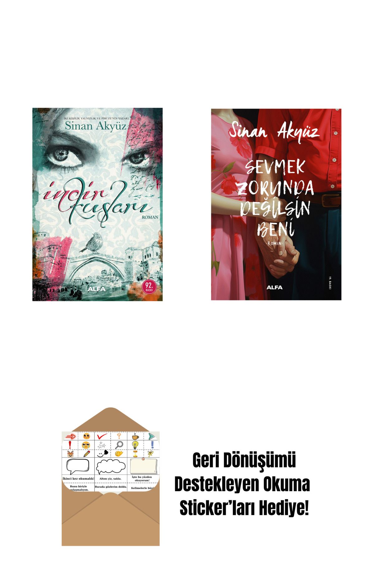 Alfa Yayınları İncir Kuşları + Sevmek Zorunda Değilsin Beni + Okuma Sticker'ları