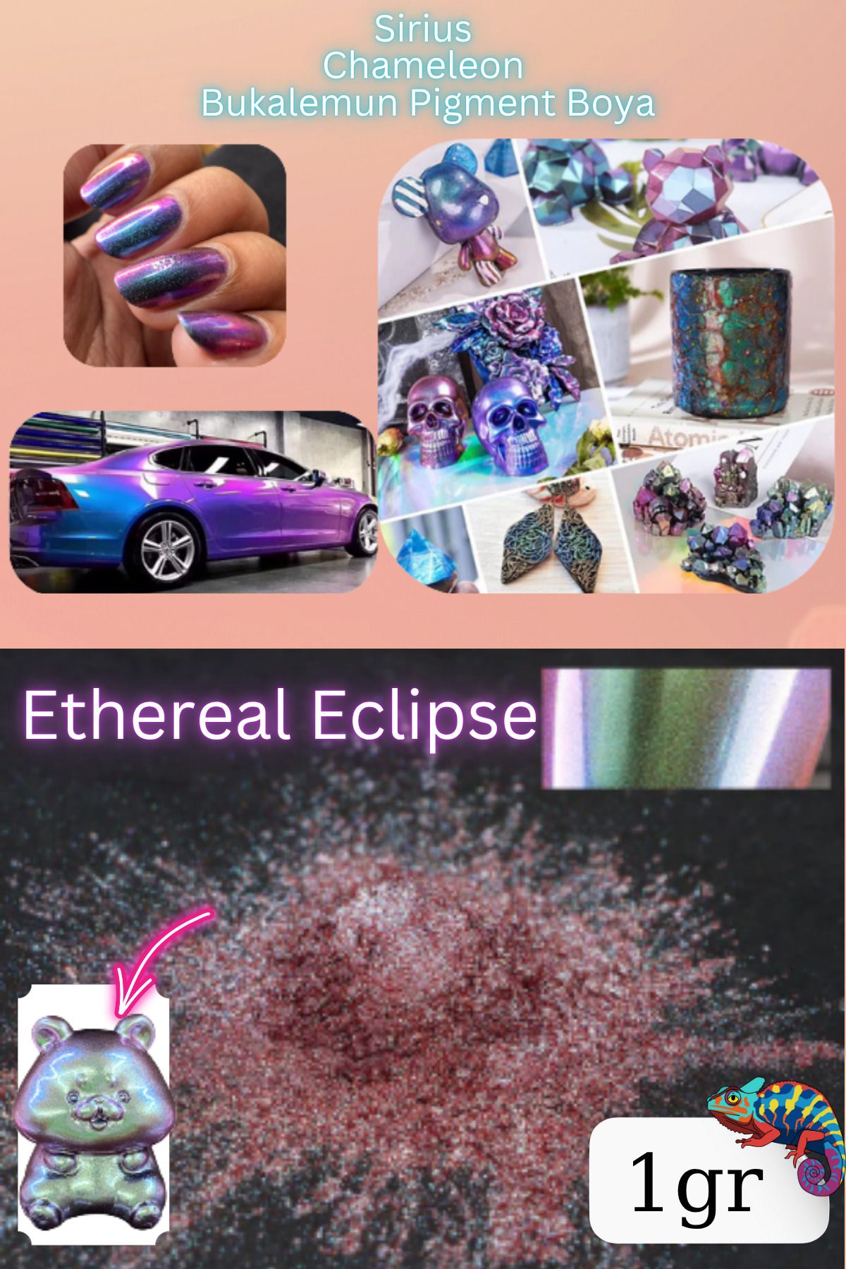 Sirius Hobi Chameleon Bukalemun Pigment Toz Boya Ethereal Eclipse – 1 gr | Epoksi Uyumlu Renk Geçişli Efekt