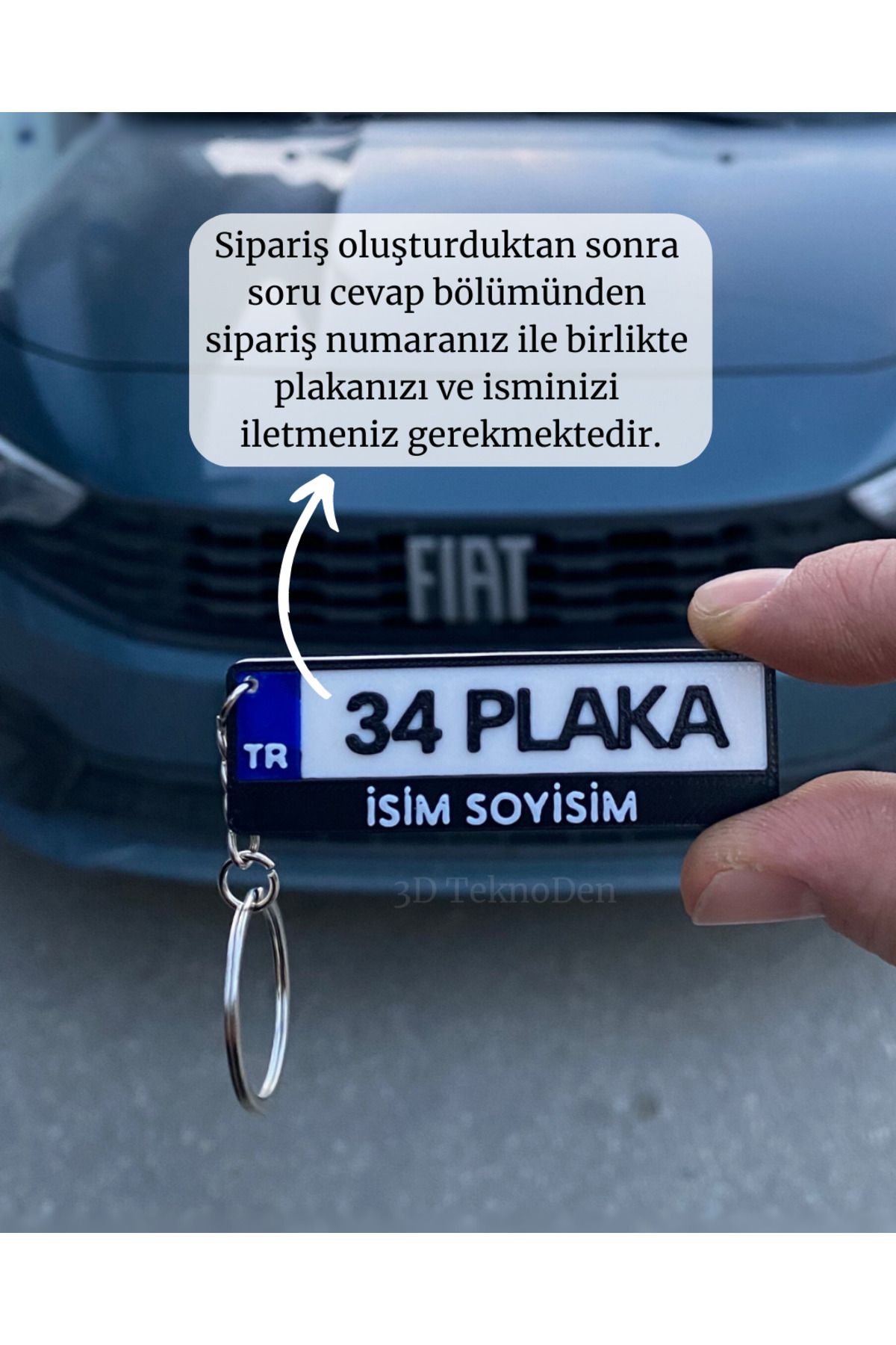 HİDRODEN KİŞİYE ÖZEL PLAKA ANAHTARLIK - HEDİYE OTOMOBİL ANAHTARLIĞI - ARABA ANAHTARLIK