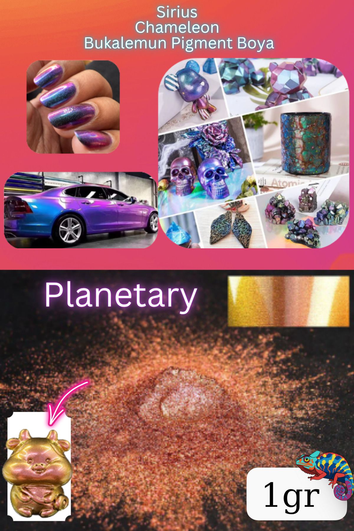 Sirius Hobi Chameleon Bukalemun Pigment Toz Boya Planetary – 1 gr | Epoksi Uyumlu Renk Geçişli Efekt