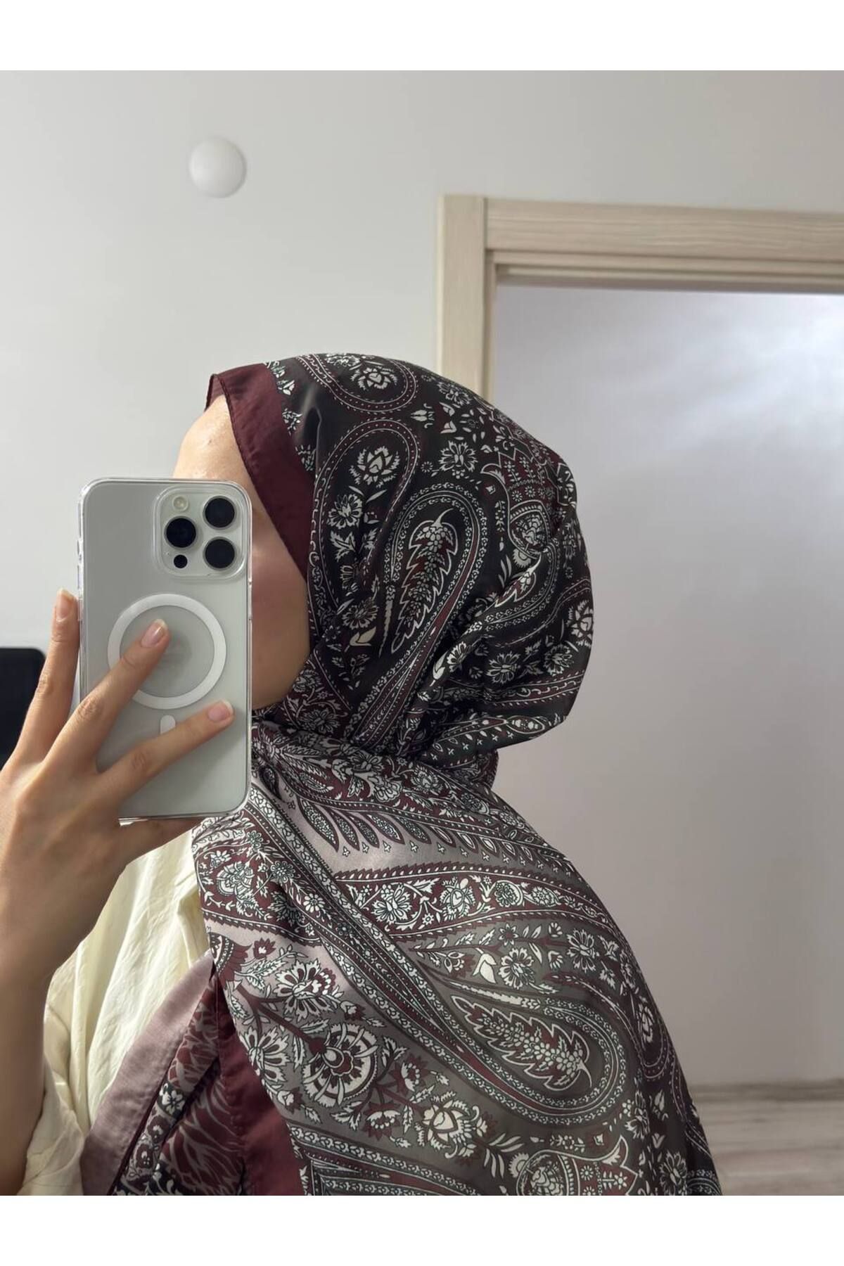 Larissa ETNİK DESEN BORDO RENK PAMUK ŞAL