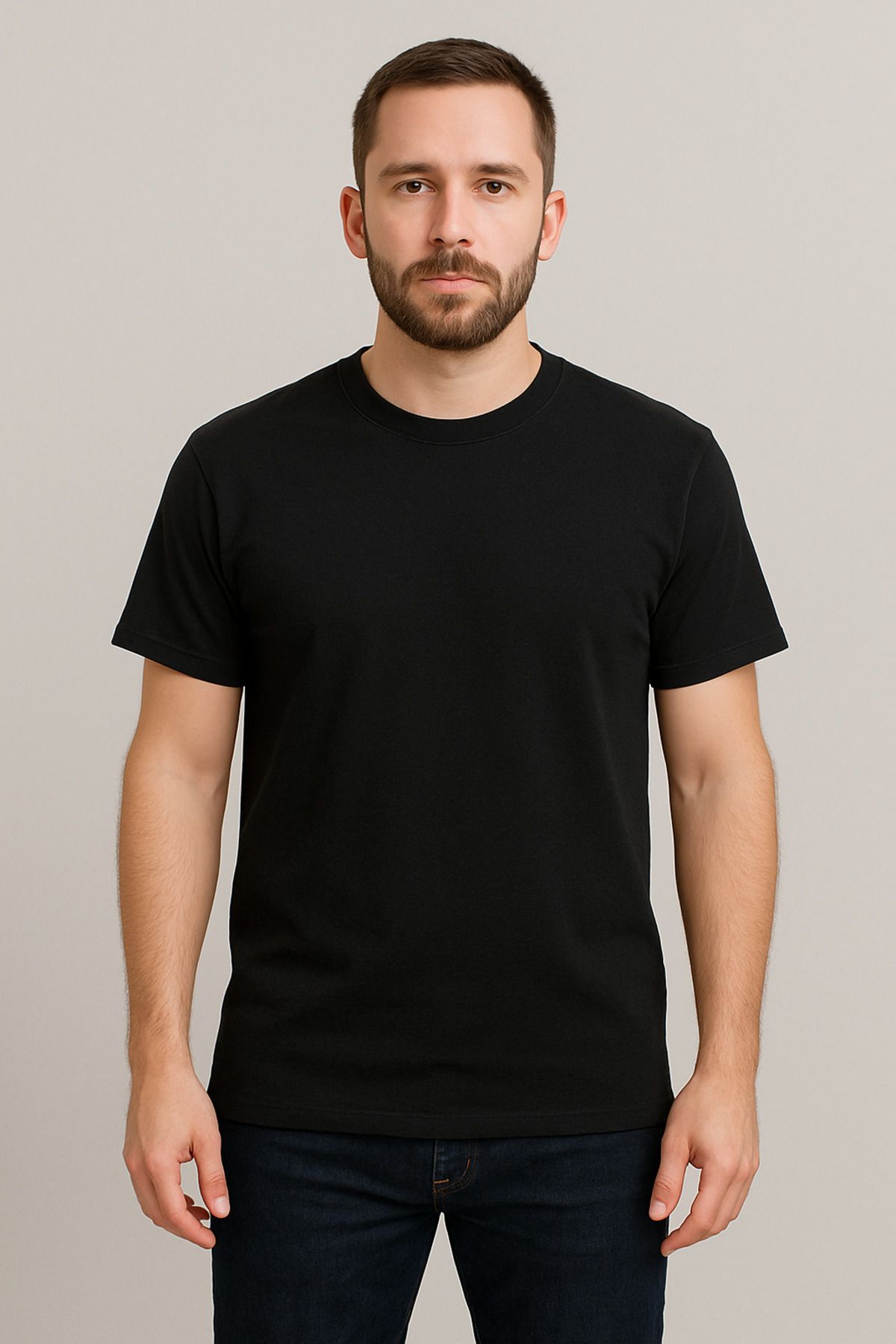 Moda Tuğram Sırt Kaplan Baskılı Erkek Siyah Tshirt