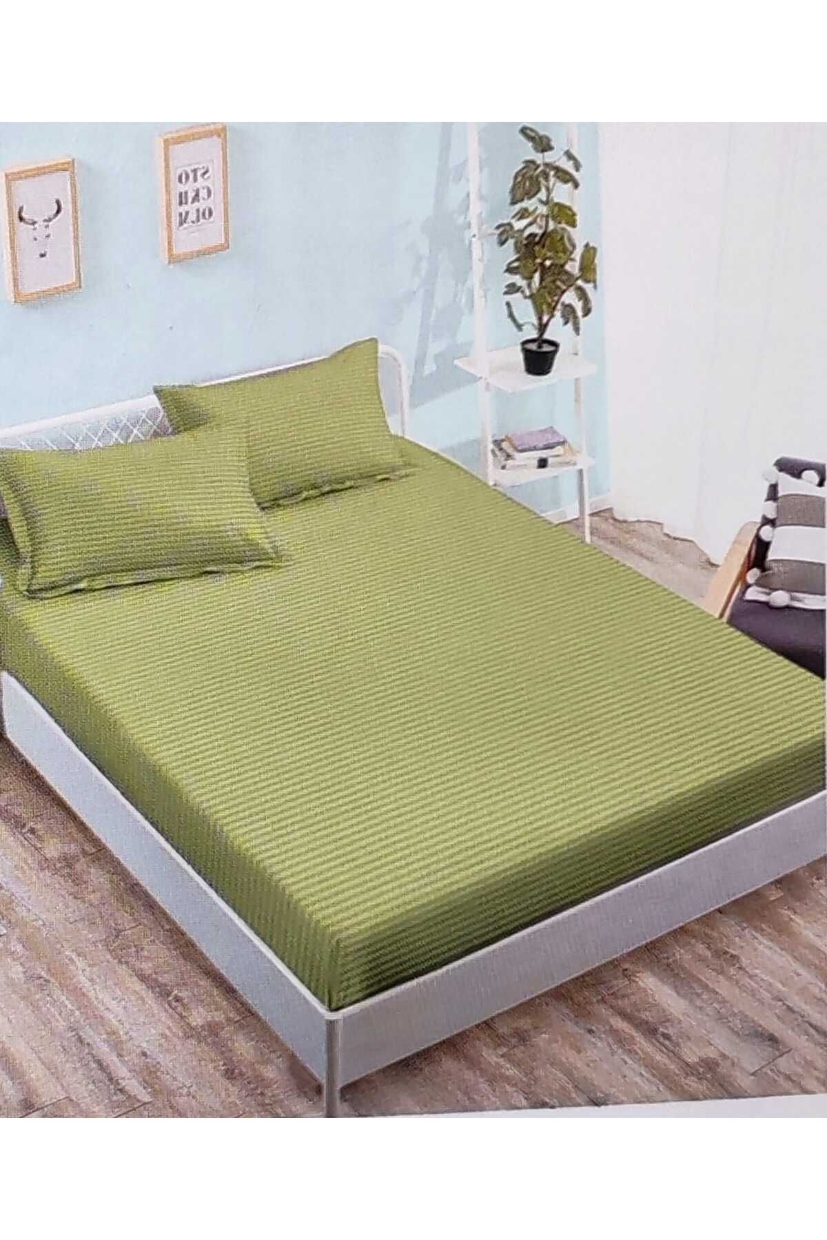 Pucioasa-Double bed linen, Damask, Sulphur, 6 pieces, Fitted sheet 230x250 cm 2