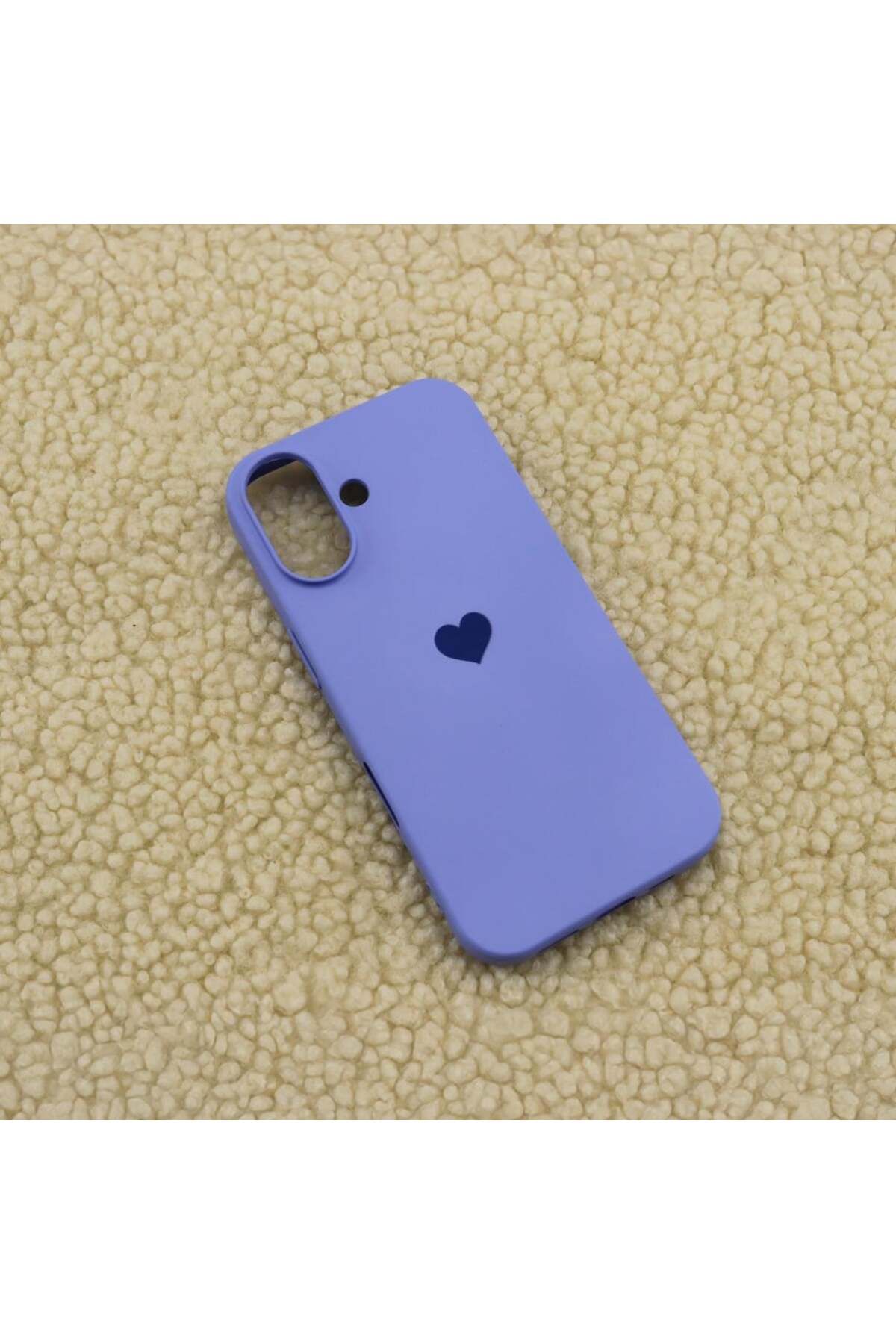 Case&Case iPhone 16 Plus Uyumlu Renk Uyumlu Kalp Baskılı Lansman Kılıf
