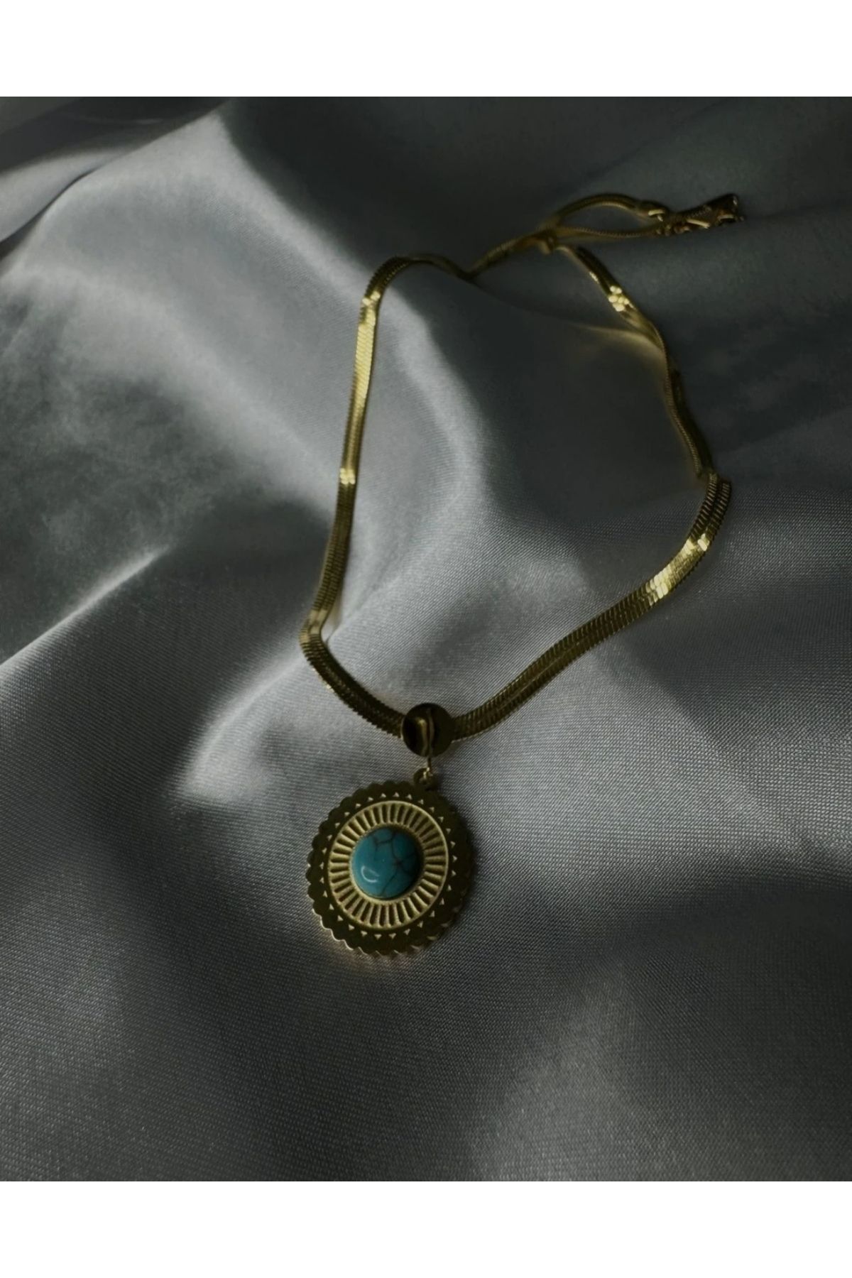 Fashion Necklace ÇELİK YEŞİL TAŞLI KADIN KOLYE