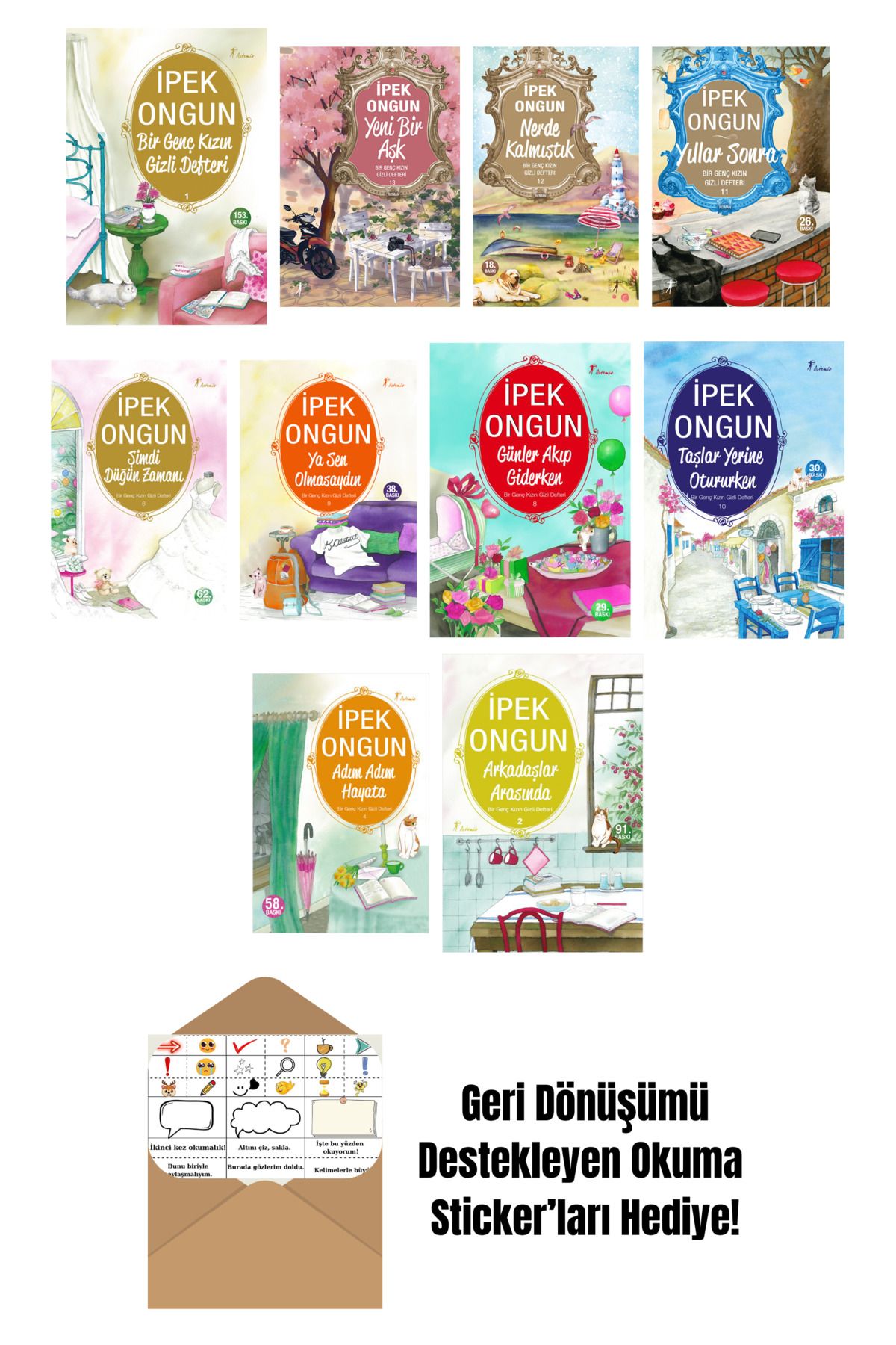 Artemis Yayınları İpek Ongun 10 Kitap Set + Okuma Sticker'ları