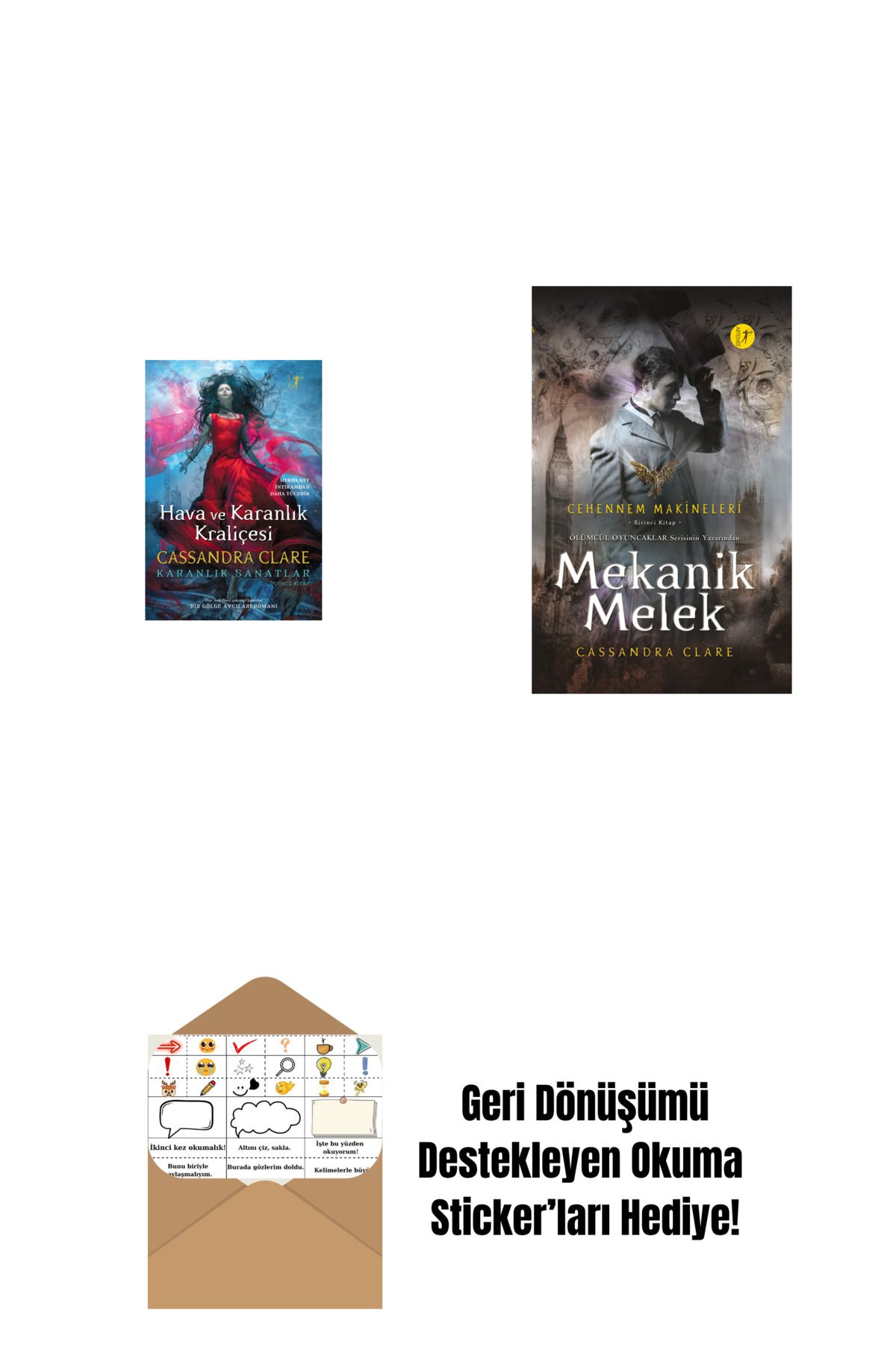 Artemis Yayınları Hava ve Karanlık Kraliçesi (Ciltli) + Mekanik Melek (Ciltli) + Okuma Sticker'ları