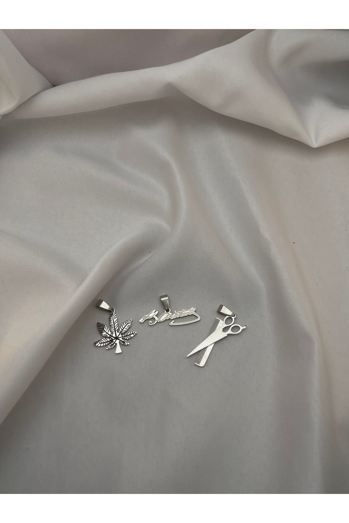 Butik Çelik - Erkek Kolye Uçları / Yaprak Desenli