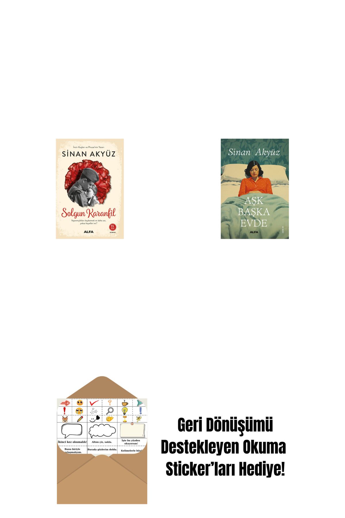 Alfa Yayınları Solgun Karanfil + Aşk Başka Evde + Okuma Sticker'ları