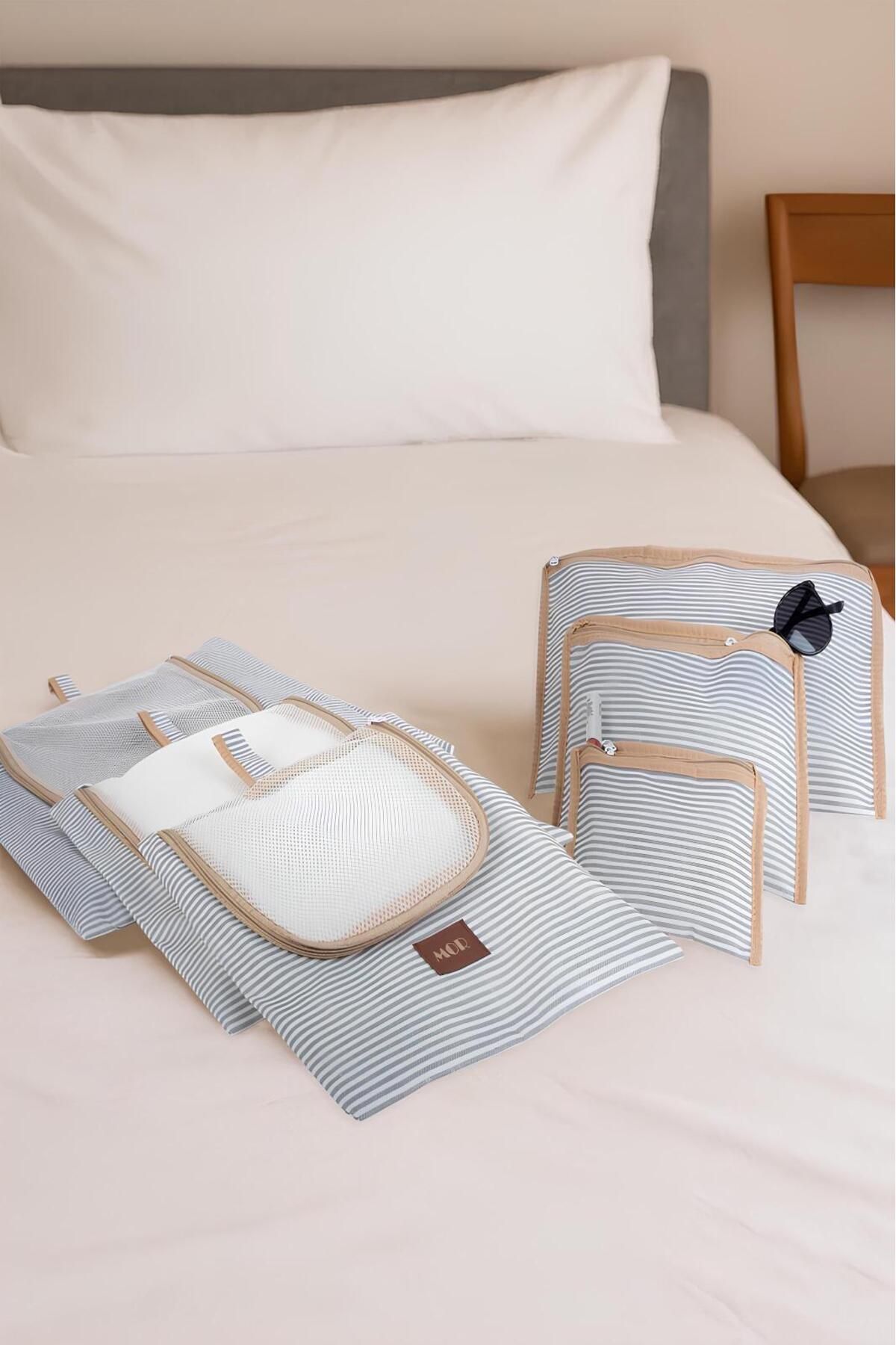 MorBebe 6'lı Gri Valiz Düzenleyici I Bavul Içi Organizer Set I Seyahat Hurcu