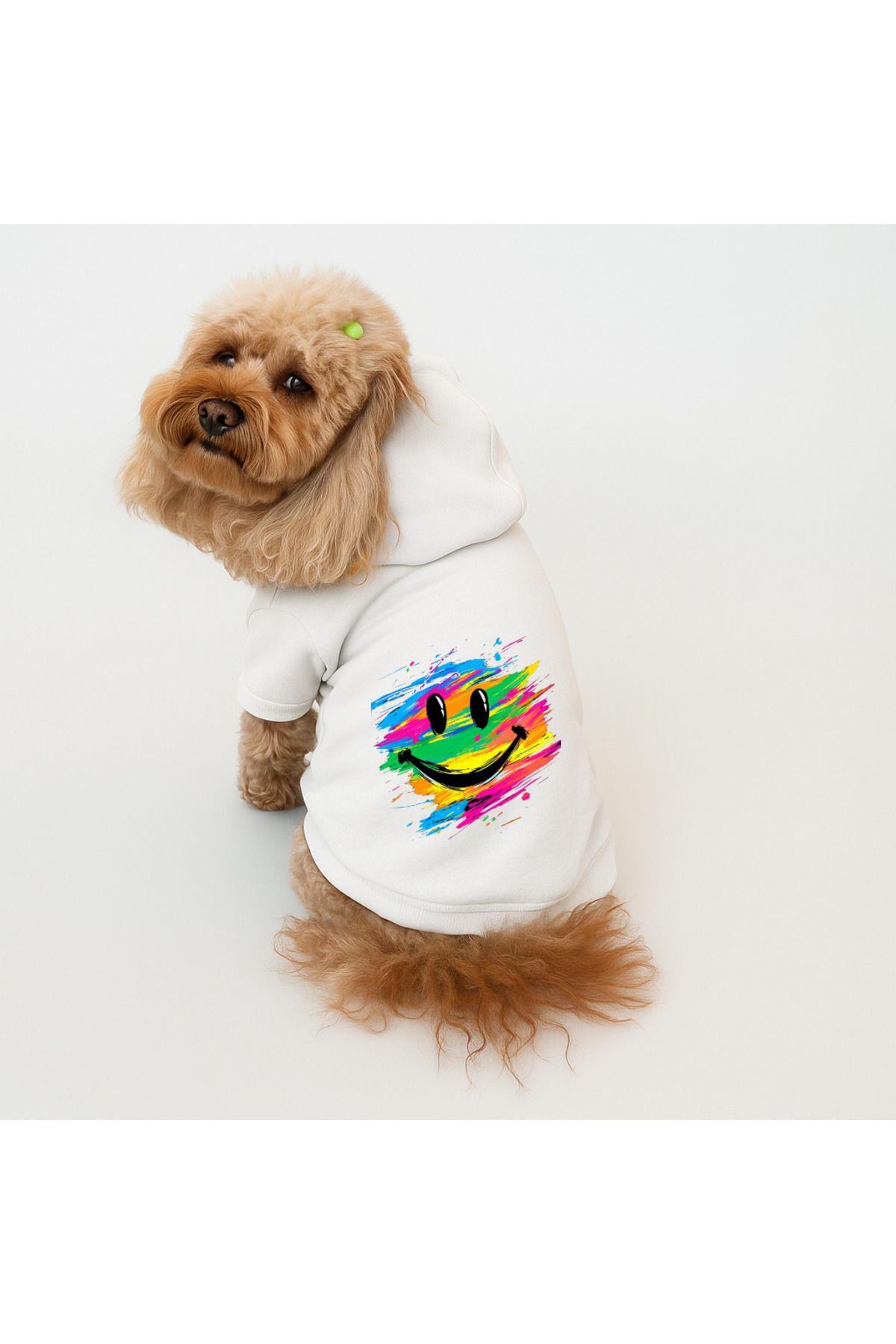 Buddy Store Kedi Ve Köpek Kıyafeti Elbiseleri Giysileri - Baskılı Beyaz Sweatshirt Hoodie