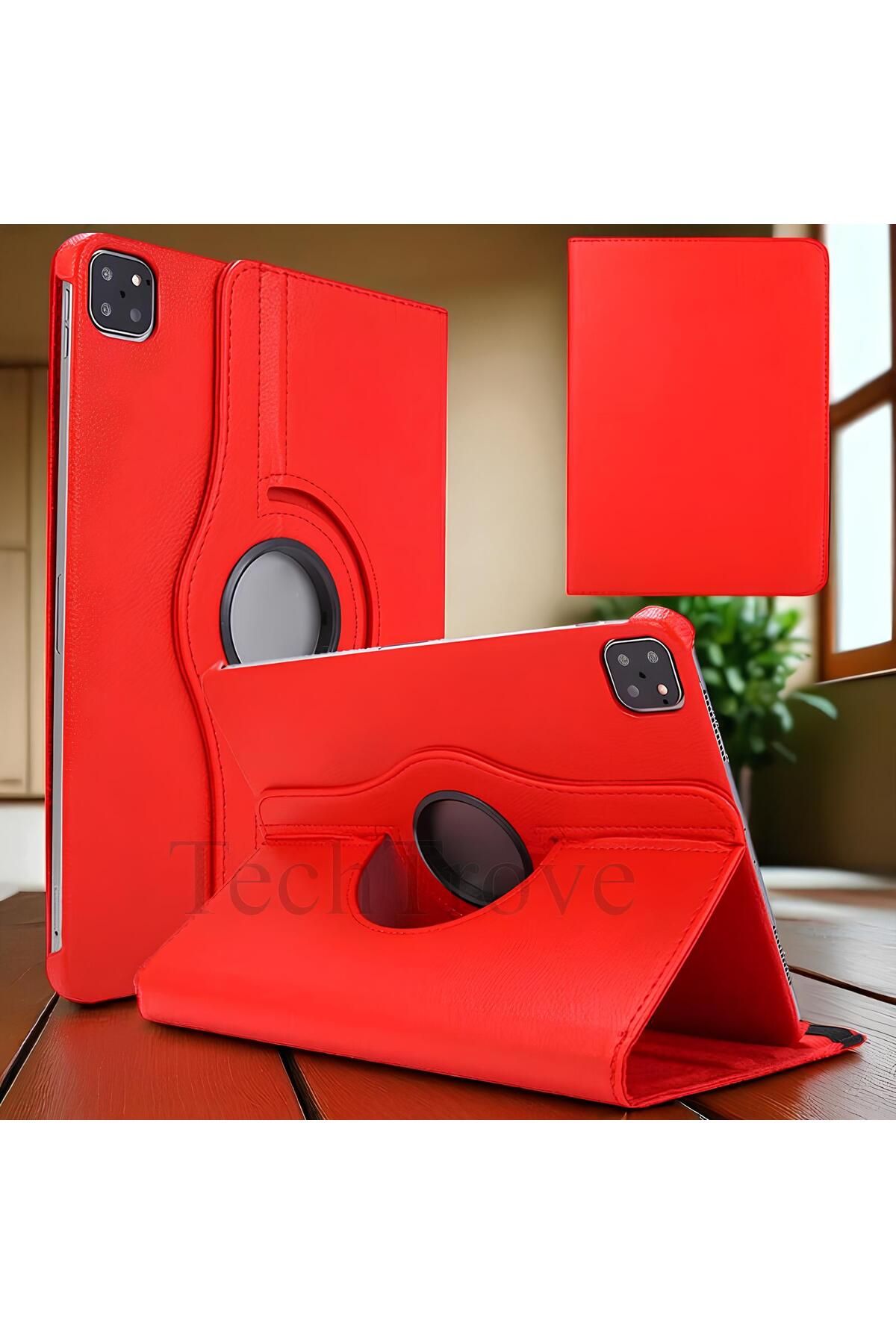 TechTrove Apple iPad Pro 12.9 2021 (5.Nesil) Kılıf 360 Dönebilen Standlı Pu Deri Kılıf