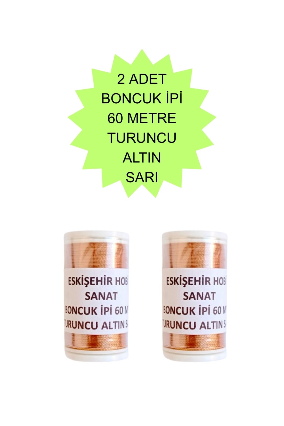 Eskişehir hobi sanat 2 Adet 60 Metre Turuncu Altın Sarı Renk Kum Boncuk ipi Boncuk İşleme ipi Miyuki ipi
