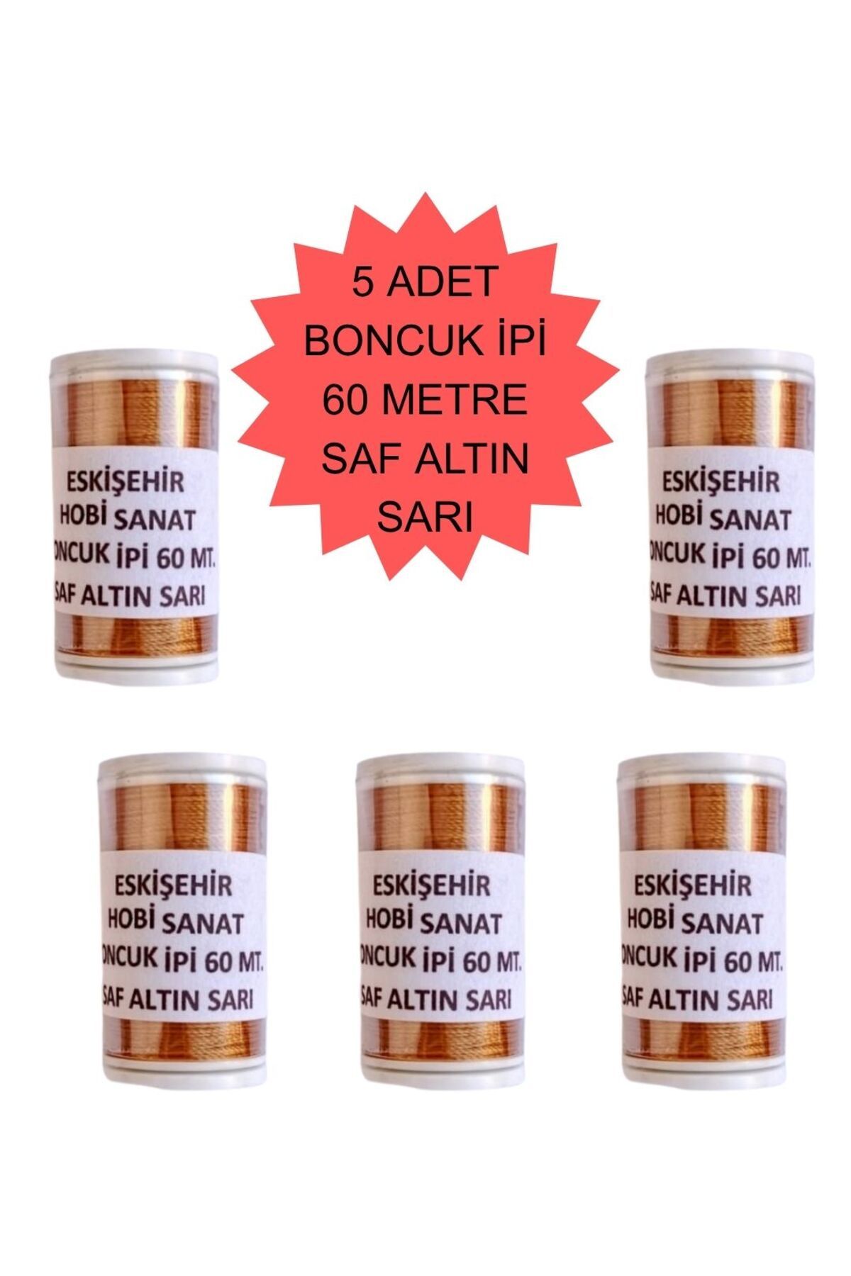 Eskişehir hobi sanat 5 Adet 60 Metre Saf Altın Sarı Renk Kum Boncuk ipi Boncuk İşleme ipi Miyuki ipi