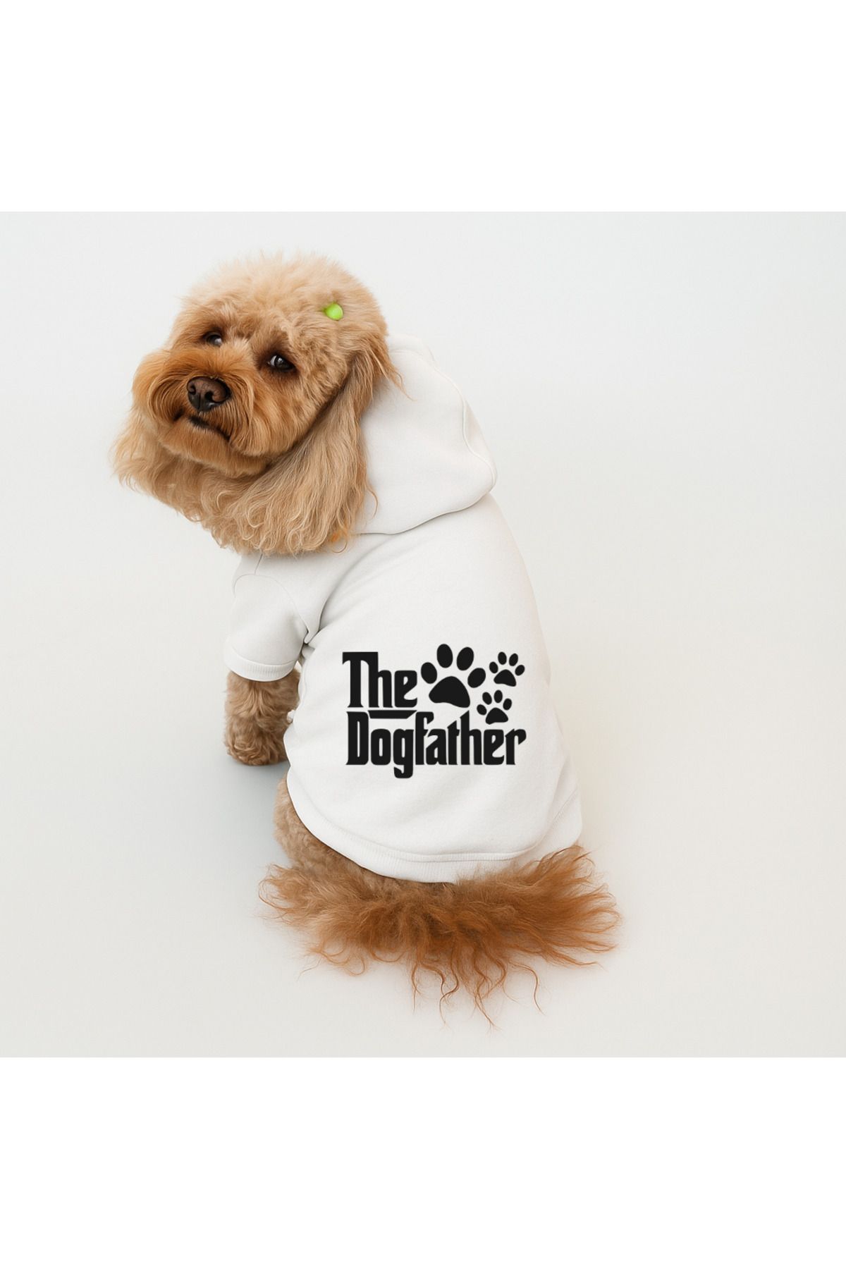 Buddy Store Kedi Ve Köpek Kıyafeti Elbiseleri Giysileri - Baskılı Beyaz Sweatshirt Hoodie