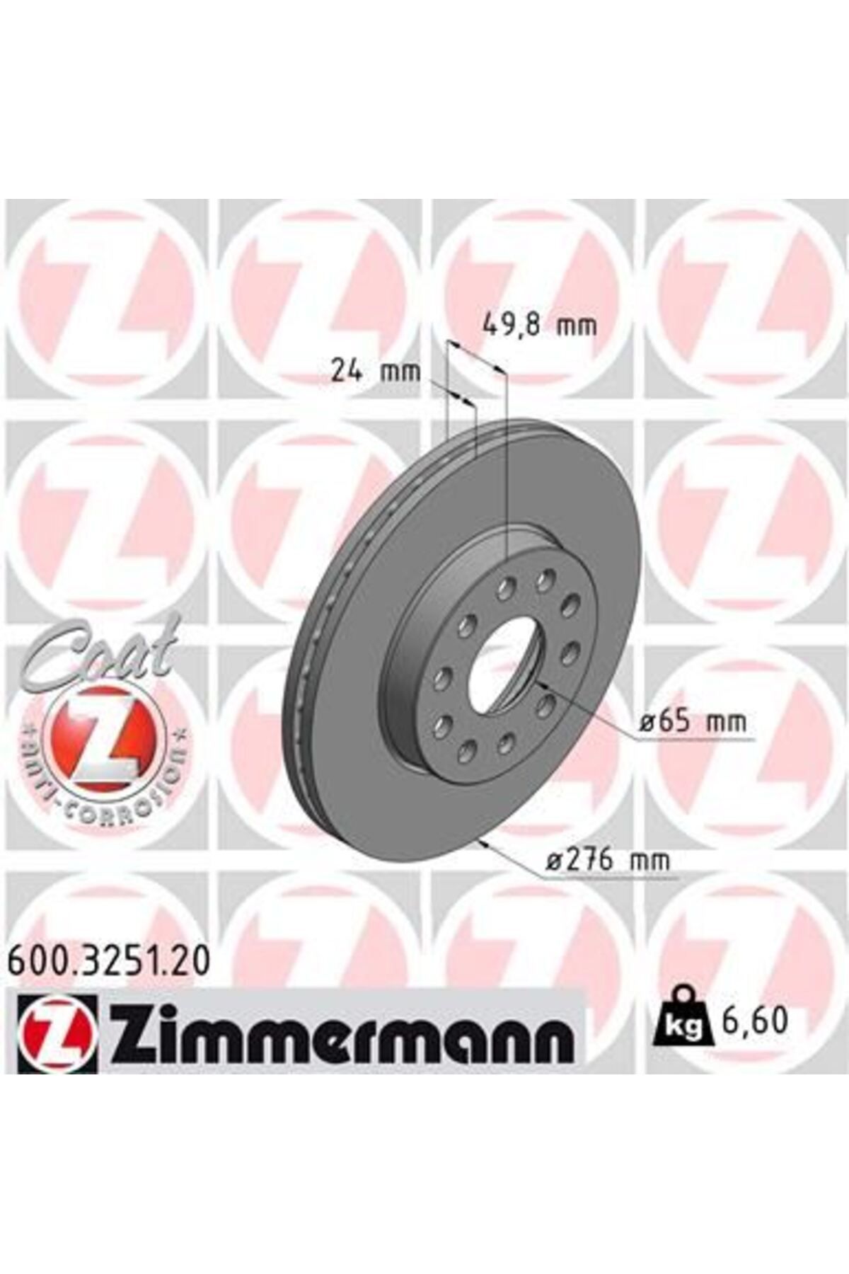 Zimmermann ÖN FREN AYNASI GOLF 7 12 LEON 13 A3 13 OCTAVIA 12 276x24x5DLxHVLI 0986479C47
