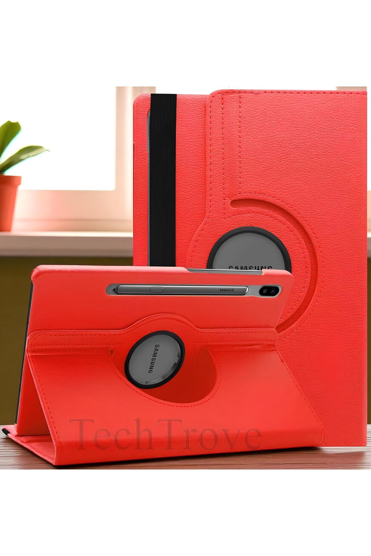 TechTrove Galaxy Tab S7 FE LTE (T737-T736-T733-T730) Kılıf 360 Dönebilen Standlı Pu Deri Kılıf