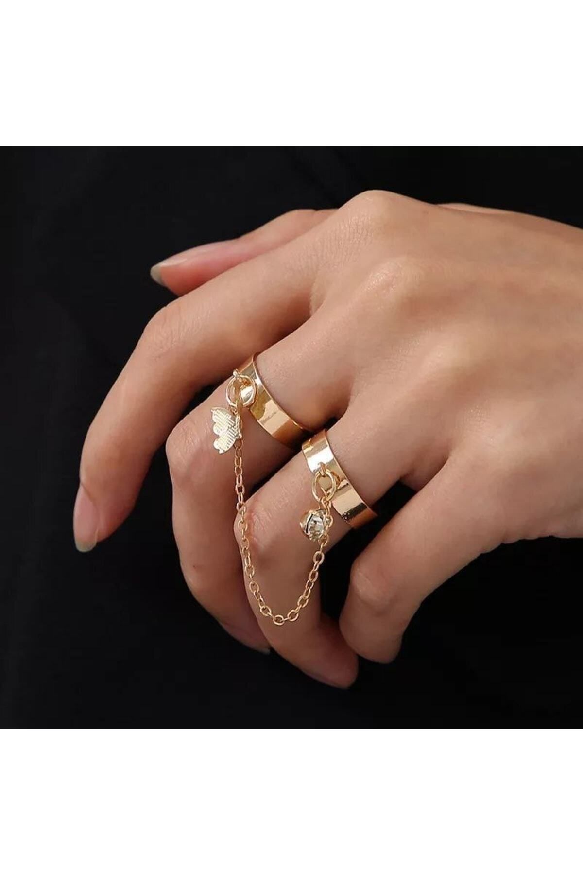 Shiklik MODA Şıklığınızı Tamamlayacak İkili Kelebekli Yüzük