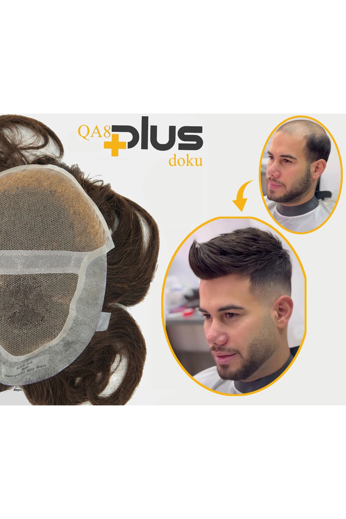SACPROTEZİM-Prosthetic Hair Qa8Plus 6X8 Color 1B Fine Strands Can Be Combed in All Directions Substructure 100% Human Hair 1