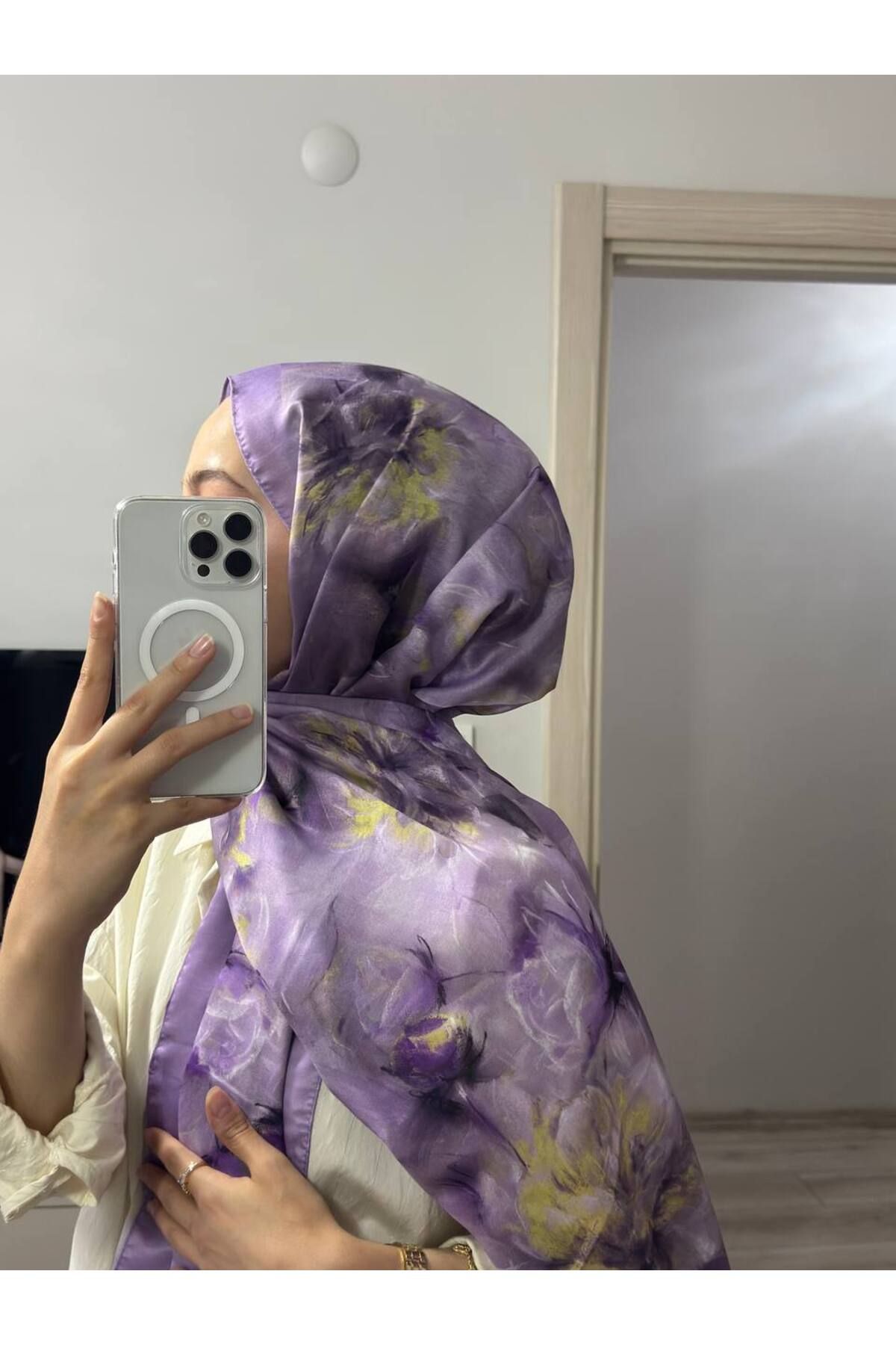 Hafsa Scarfs DESENLİ KONFORT VUAL ŞAL MOR