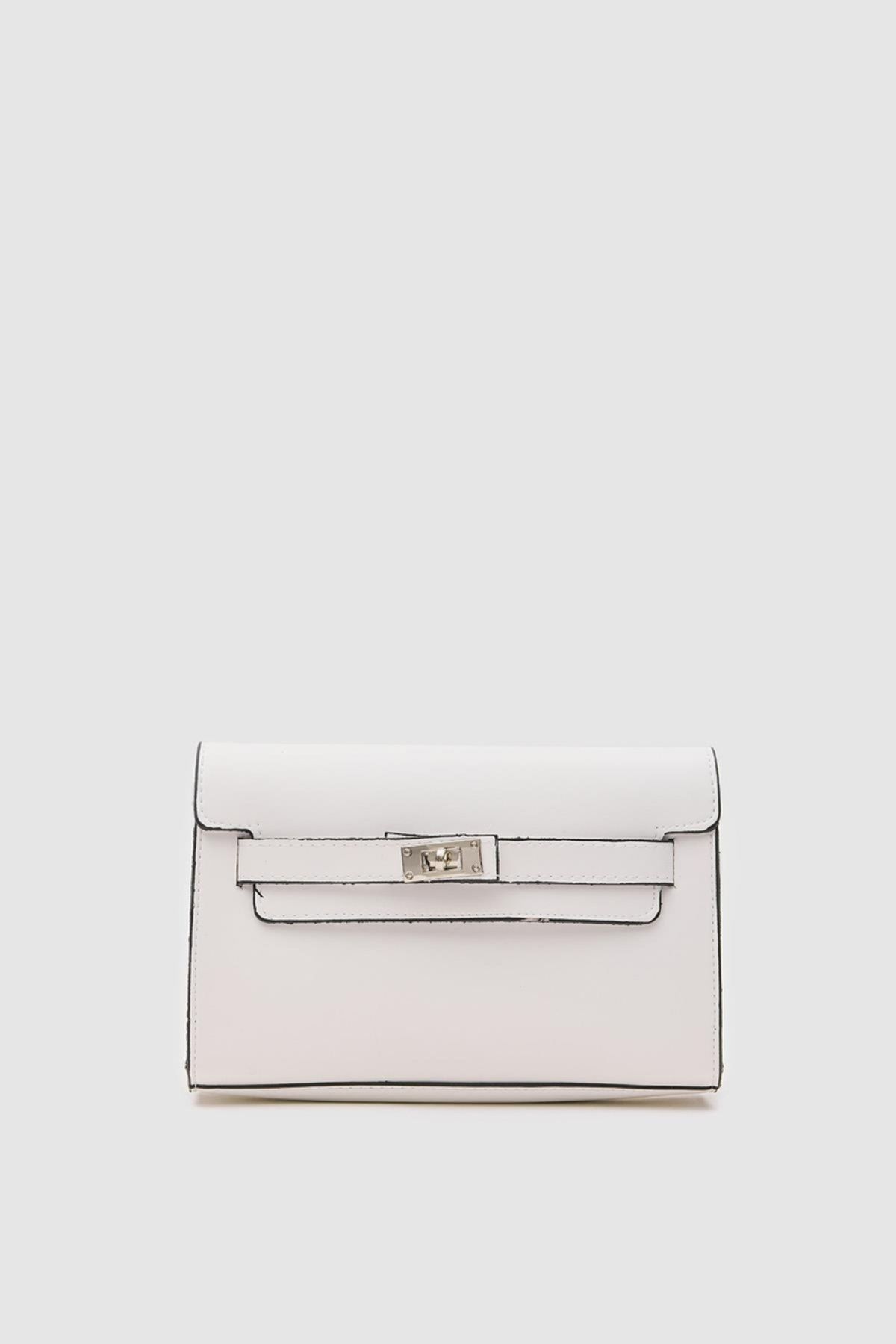 BasQue Kadın Kilit Detaylı Clutch El ve Çapraz Çanta