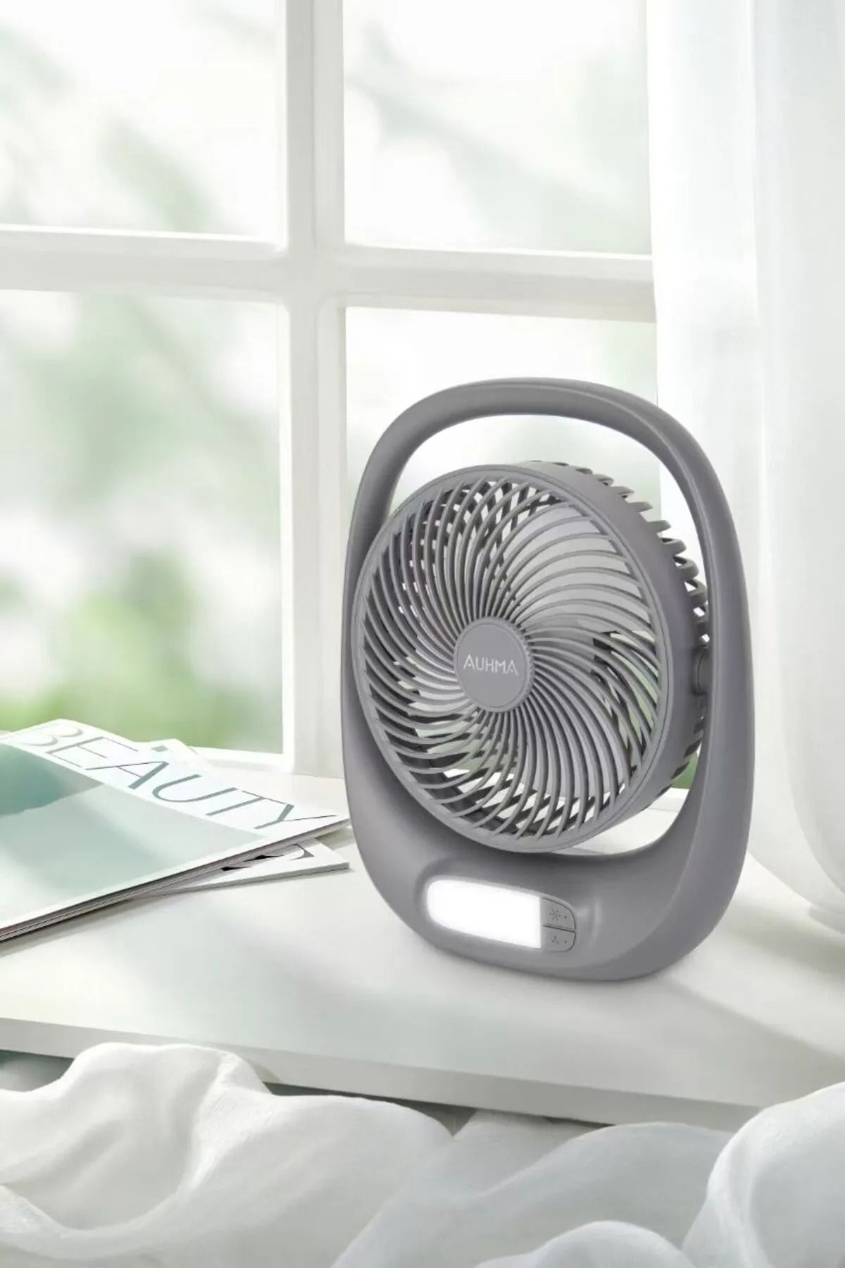 TEKNOCEP Enshal Yeni Model 3 Kademeli Auhma Masaüstü Ev Ofis Fanı 1800 mAh Şarjlı Led Işıklı Vantilatör