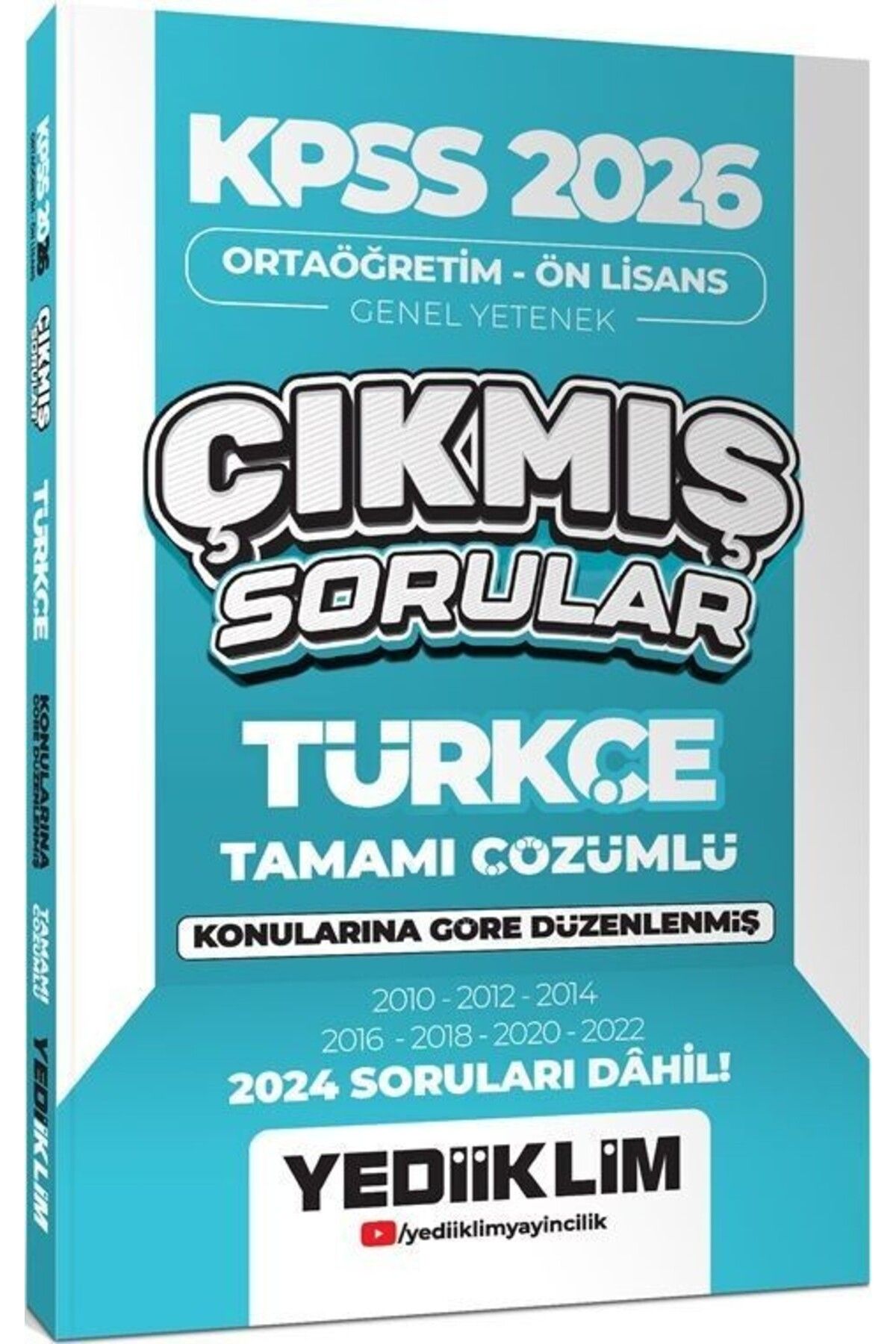 Ankara Kitap Merkezi 2026 KPSS Ortaöğretim Önlisans Türkçe Konularına Göre Çıkmış Sorular Yediiklim Yayınları