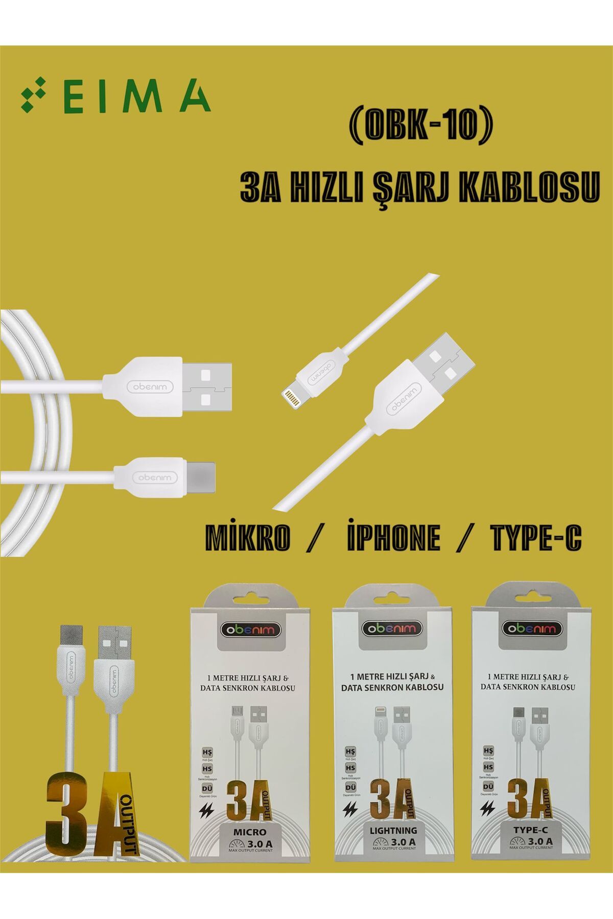Bestech 3A Hızlı Şarj Kablosu Micro obk12