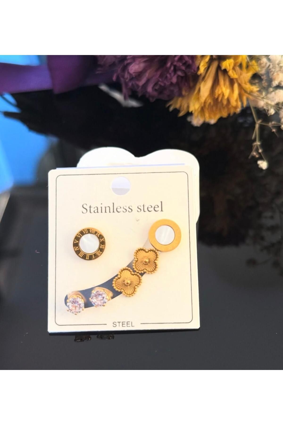 steel stainless Stainless Steel 6´lı Çelik Küpe Seti