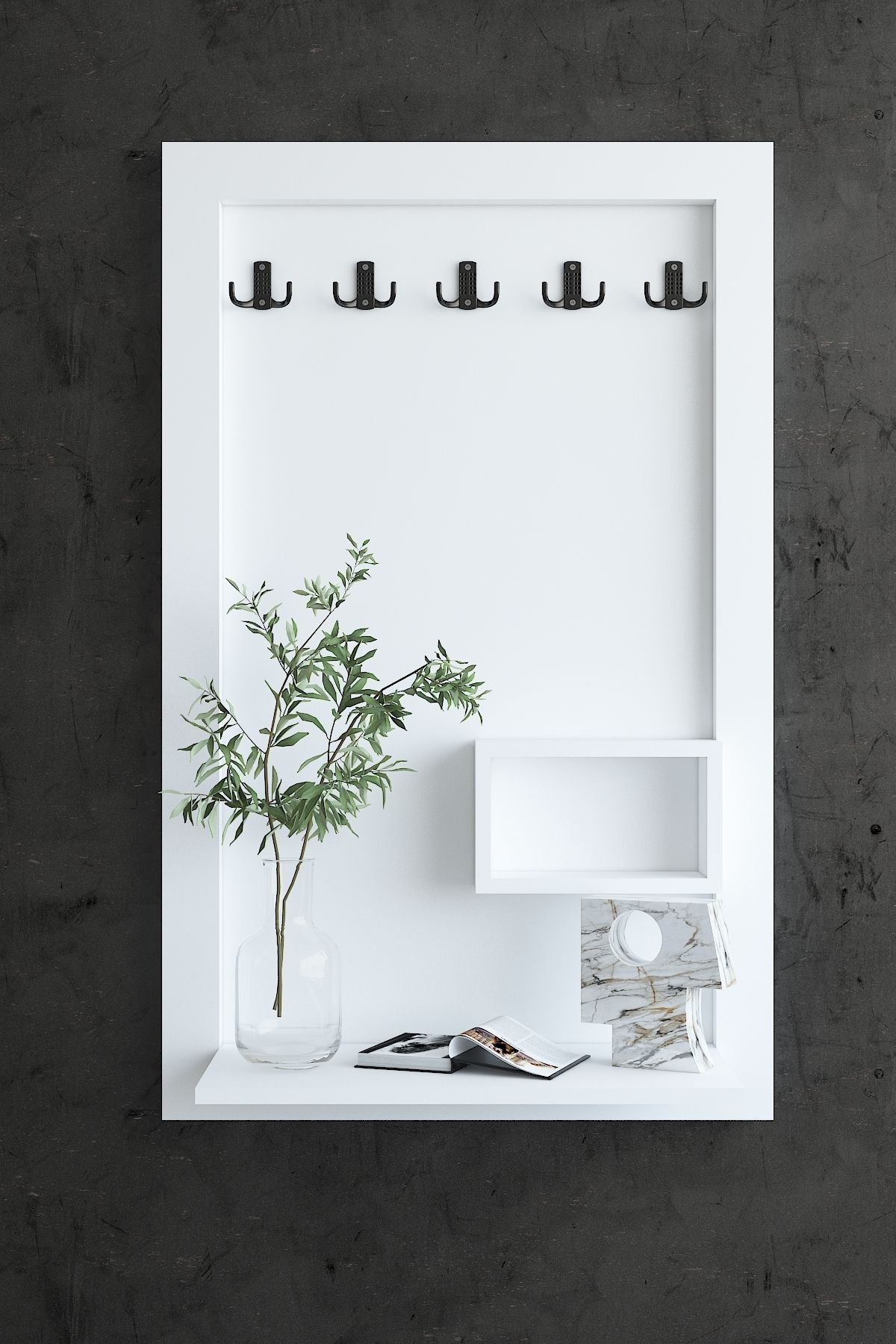 Myniture Home & Living Carnaval Portmanto Dresuar Duvara Monte P22411-1 5 Askılık