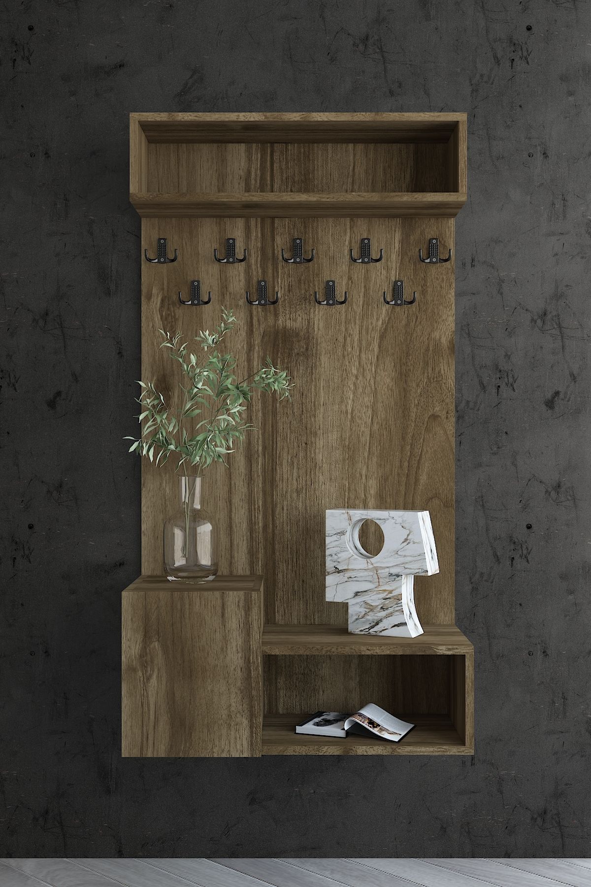 Myniture Home & Living Carnaval Portmanto Duvara Monte P2249-2 9 Askılık