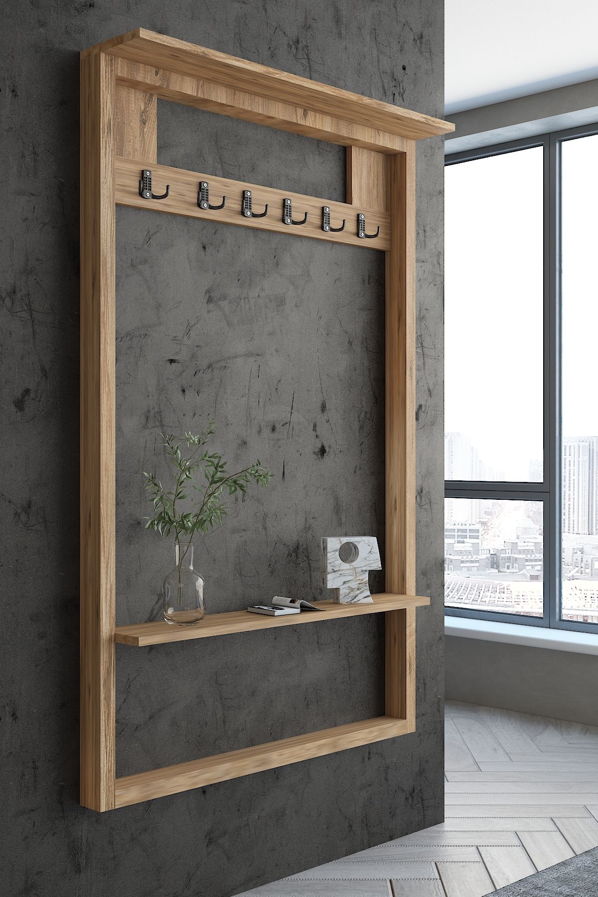 Myniture Home & Living Carnaval Portmanto Dresuar Duvara Monte P22414-6 6 Askılık
