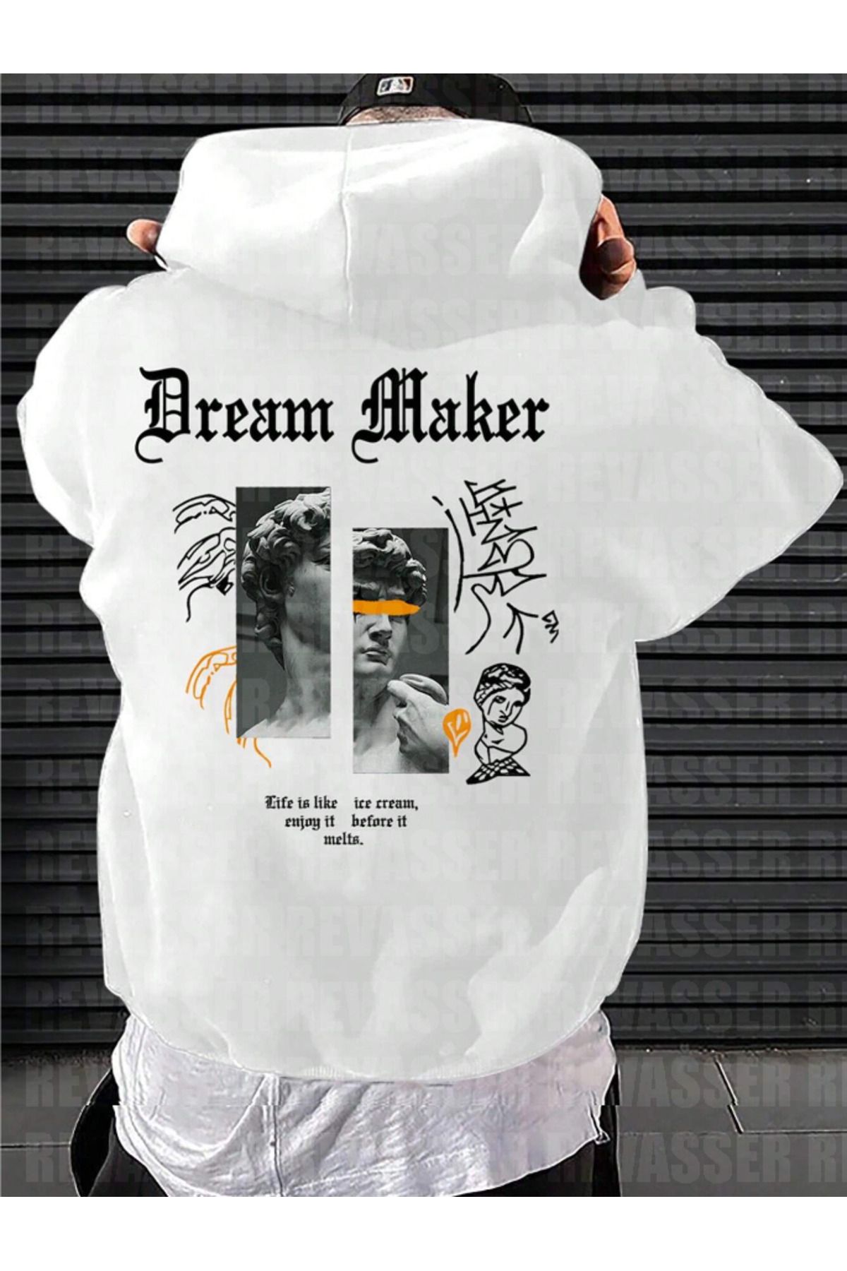COHERENT Unisex Erkek/Kadın DREAMSWT Renkli Özel Baskılı Pamuklu Oversize Kapüşonlu Sweatshirt