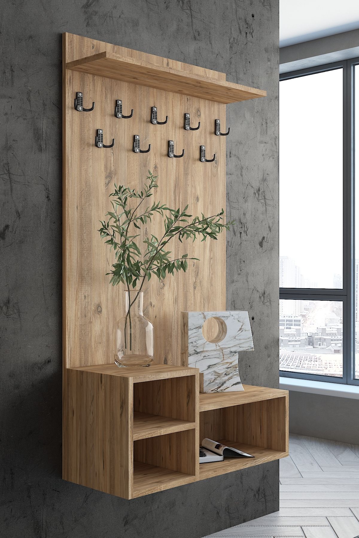 Myniture Home & Living Carnaval Portmanto Duvara Monte P2248-6 9 Askılık