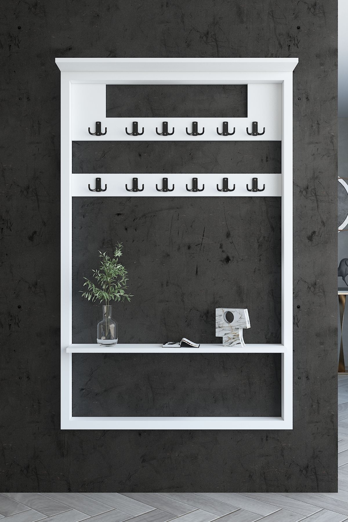 Myniture Home & Living Carnaval Portmanto Dresuar Duvara Monte P22413-1 12 Askılık