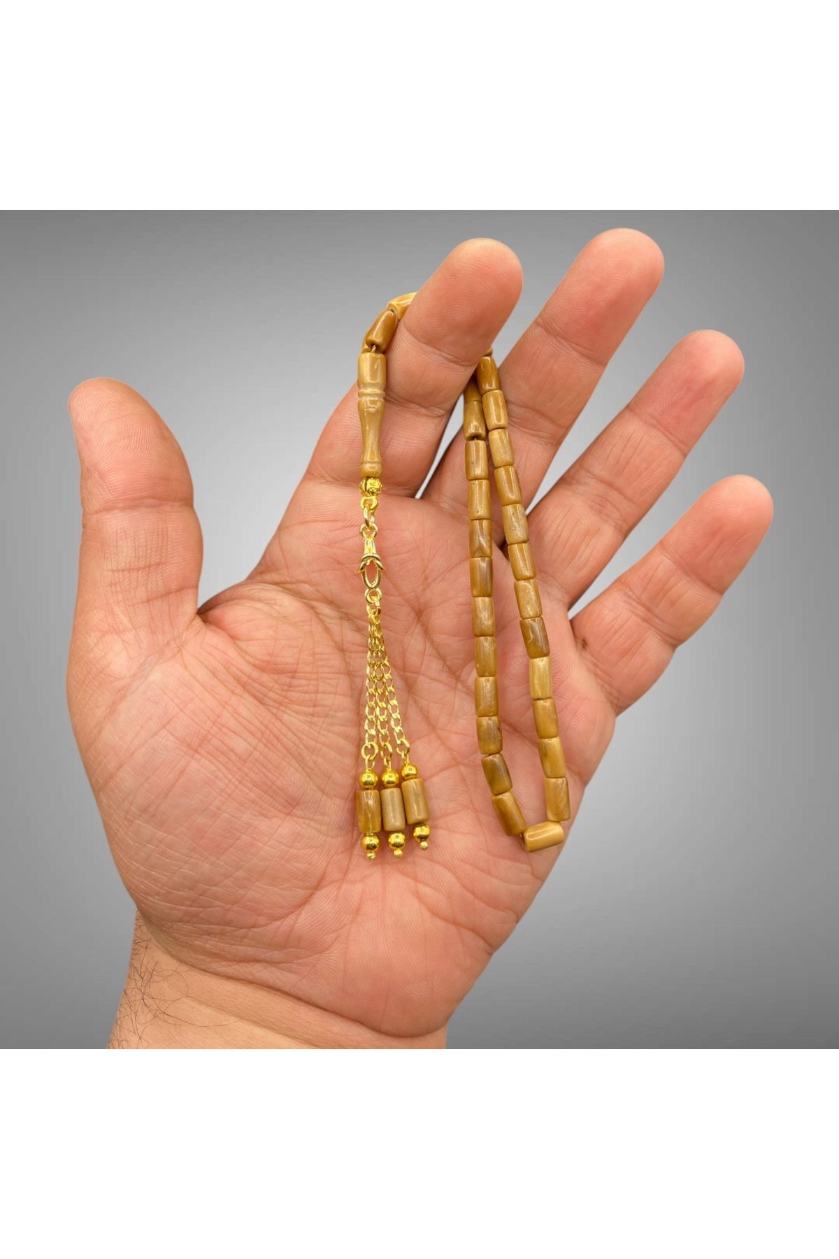 Kt 5x8 mm. ALTIN KAPLAMA PÜSKÜLLÜ KUKA TESBİH