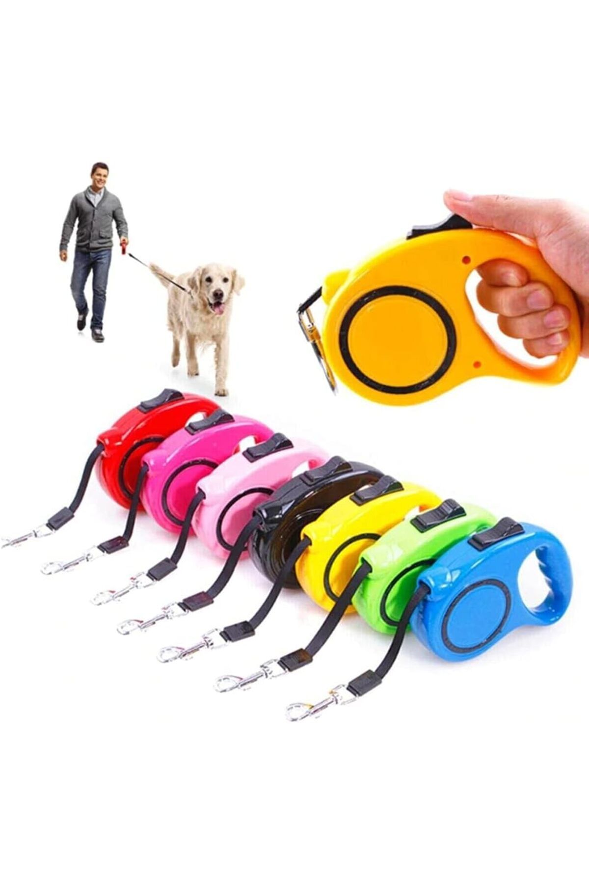 elsmor Makaralı Otomatik Köpek Tasması 5 Metre Geri Sarılabilen Sağlam Makaralı Kayışlı Köpek Tasması