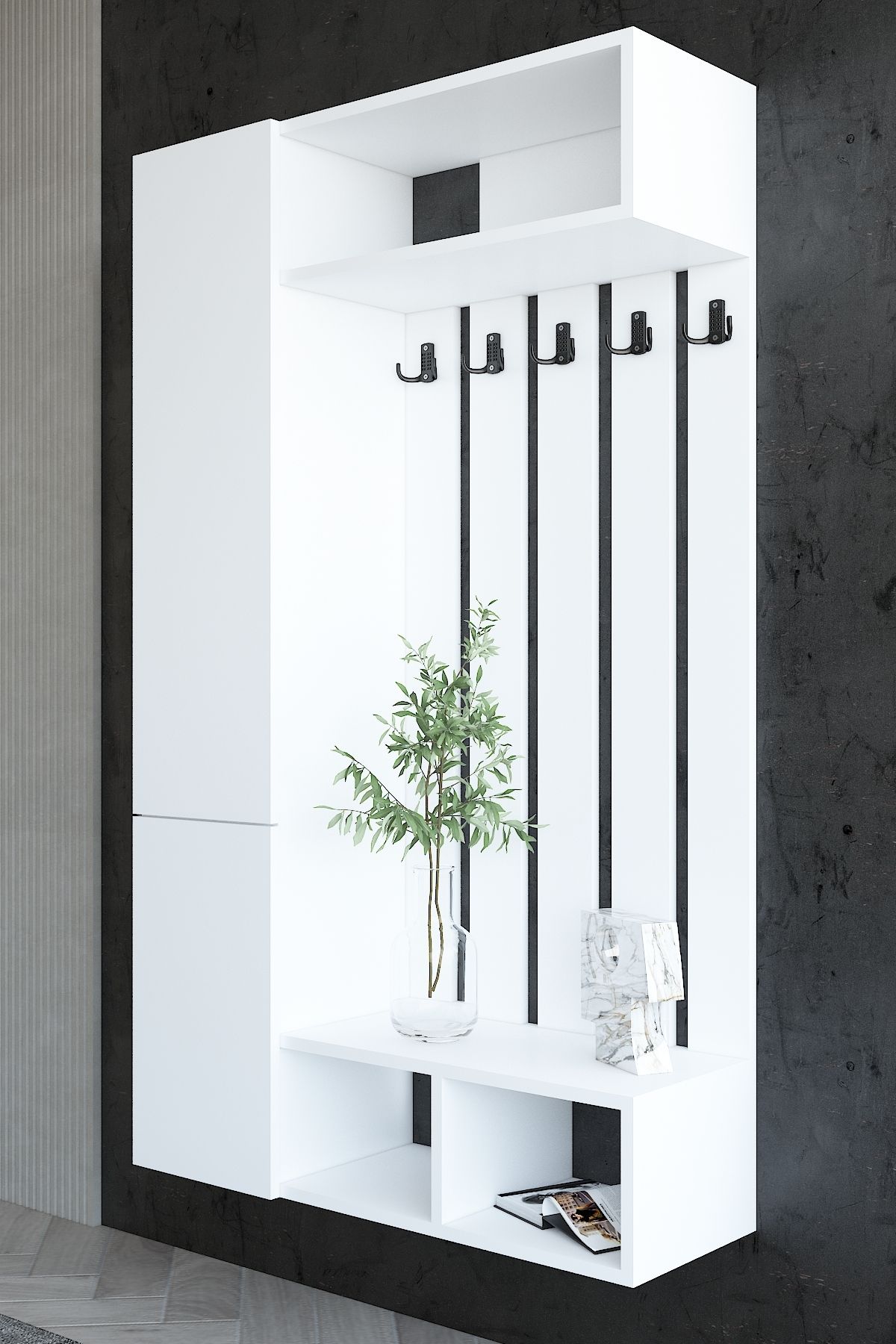 Myniture Home & Living Carnaval Portmanto Duvara Monte P22410-1 5 Askılık