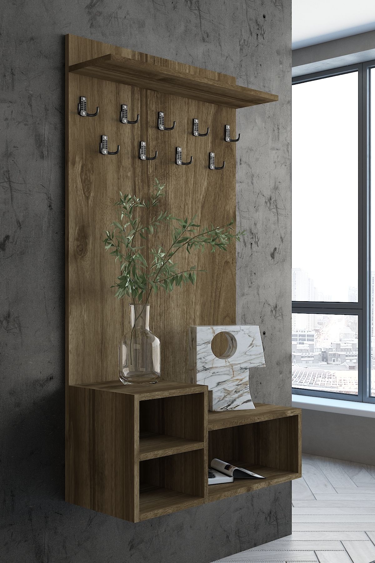 Myniture Home & Living Carnaval Portmanto Duvara Monte P2248-2 9 Askılık
