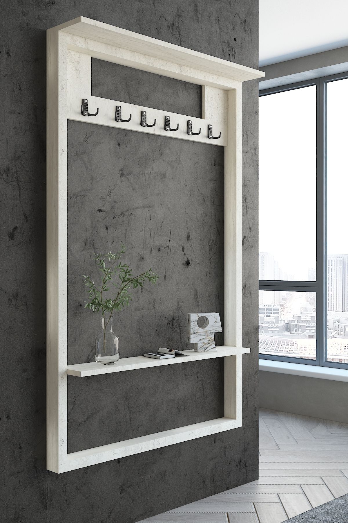 Myniture Home & Living Carnaval Portmanto Dresuar Duvara Monte P22414-8 6 Askılık