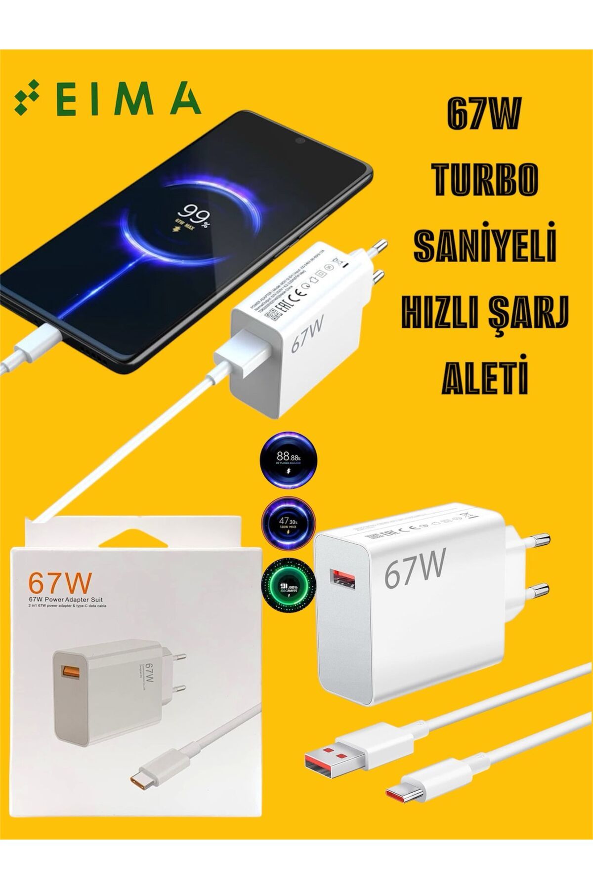 Bestech 67W Turbo Saniye Göstergeli Hızlı Şarj Aleti