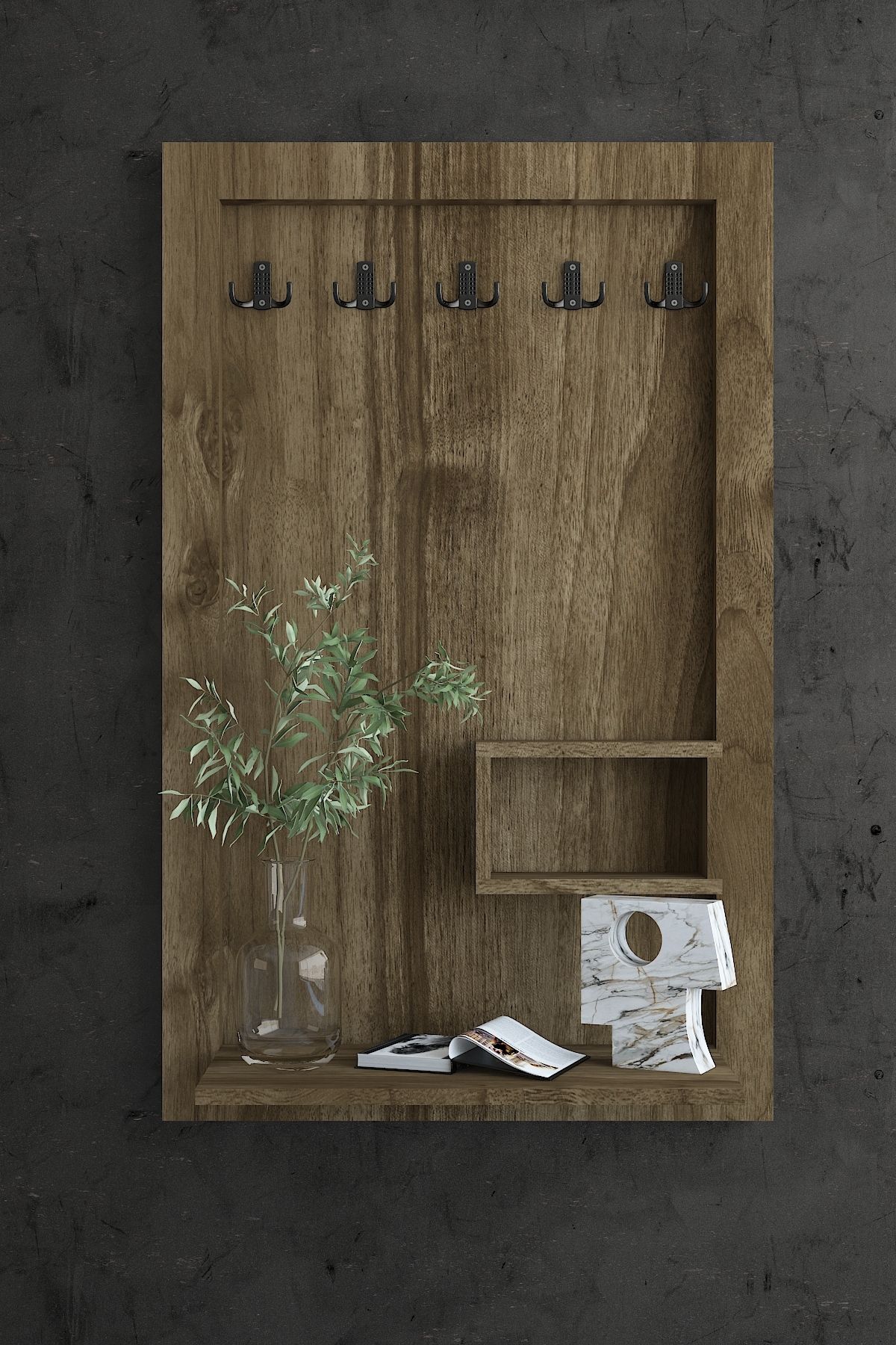 Myniture Home & Living Carnaval Portmanto Dresuar Duvara Monte P22411-2 5 Askılık