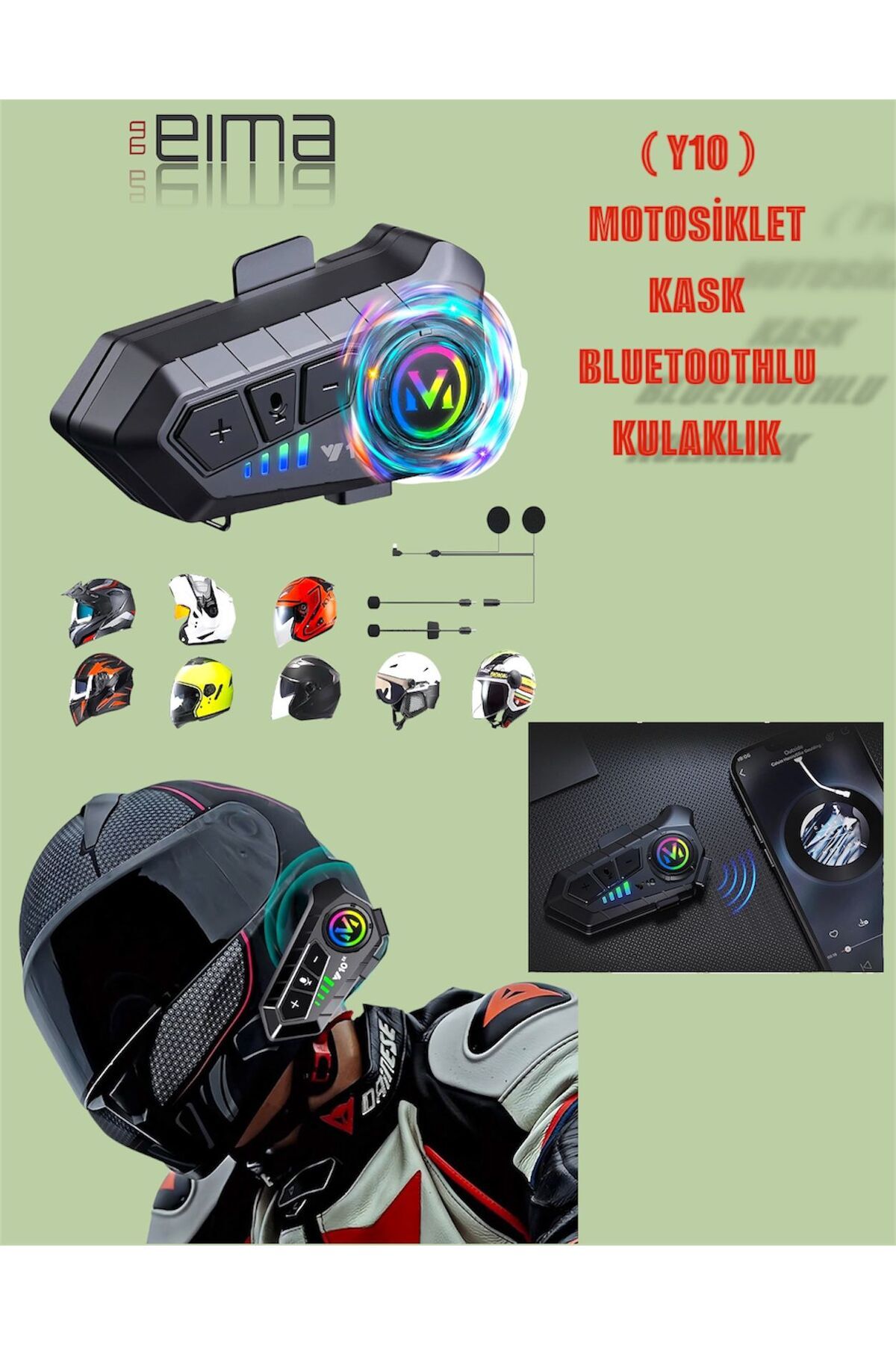Bestech Y10 Motosiklet Kask Kulaklığı Bluetoothlu