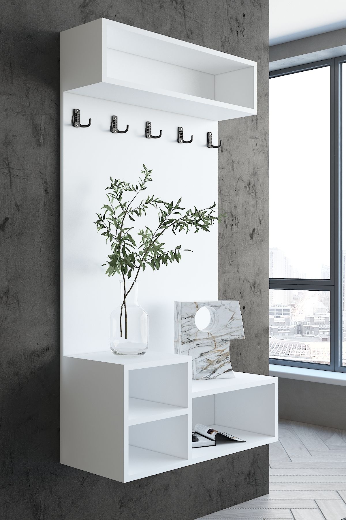Myniture Home & Living Carnaval Portmanto Duvara Monte P2247-1 5 Askılık