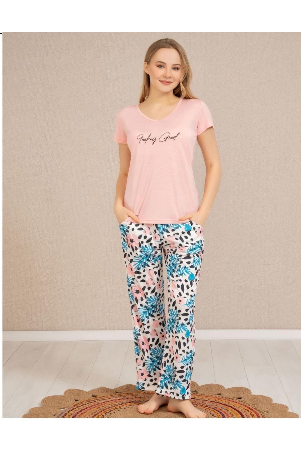Baha Perfect Club Kadın Bisiklet Yaka Kısa Kol Pijama Takımı 4371 - 1 Adet