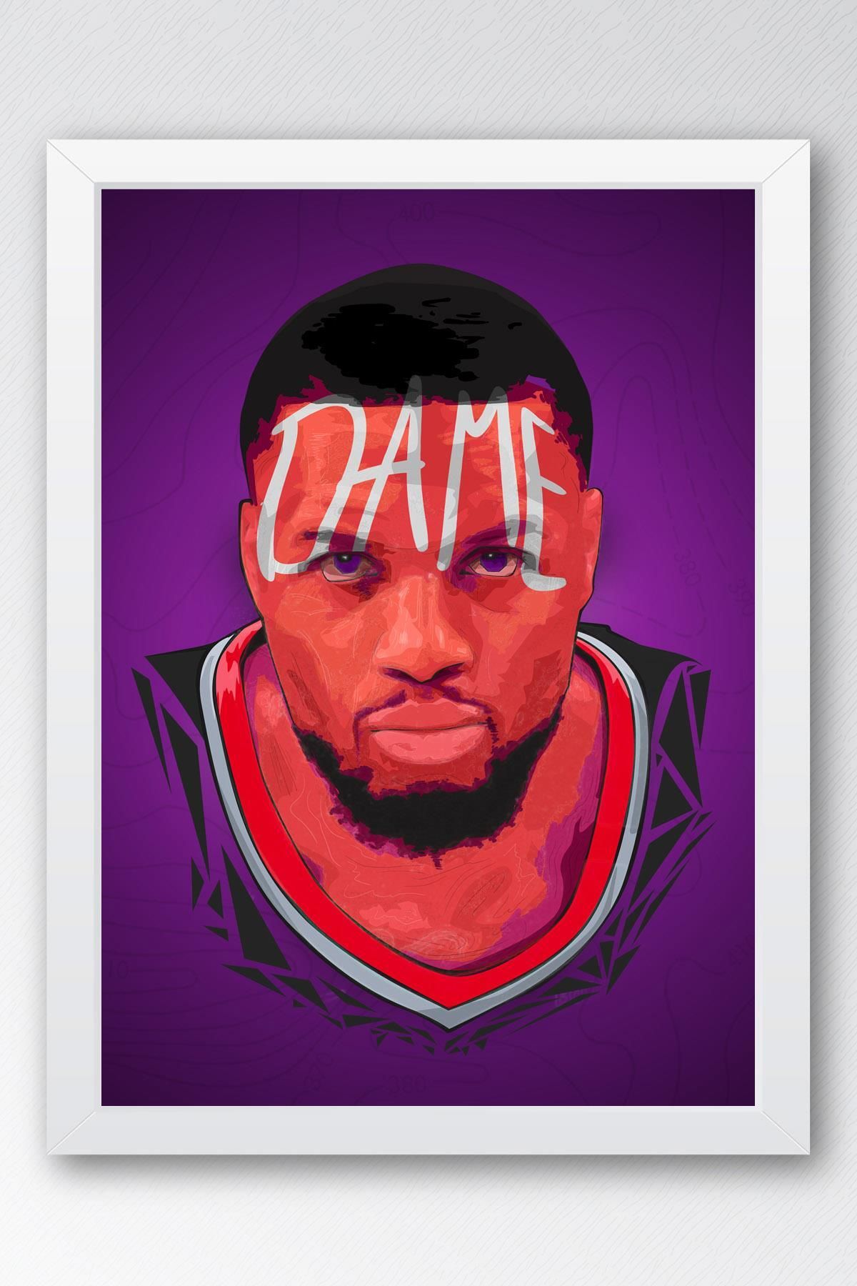 Saturn Damian Lillard Çerçeveli Tablo - Dame Time NBA Posteri Tablo