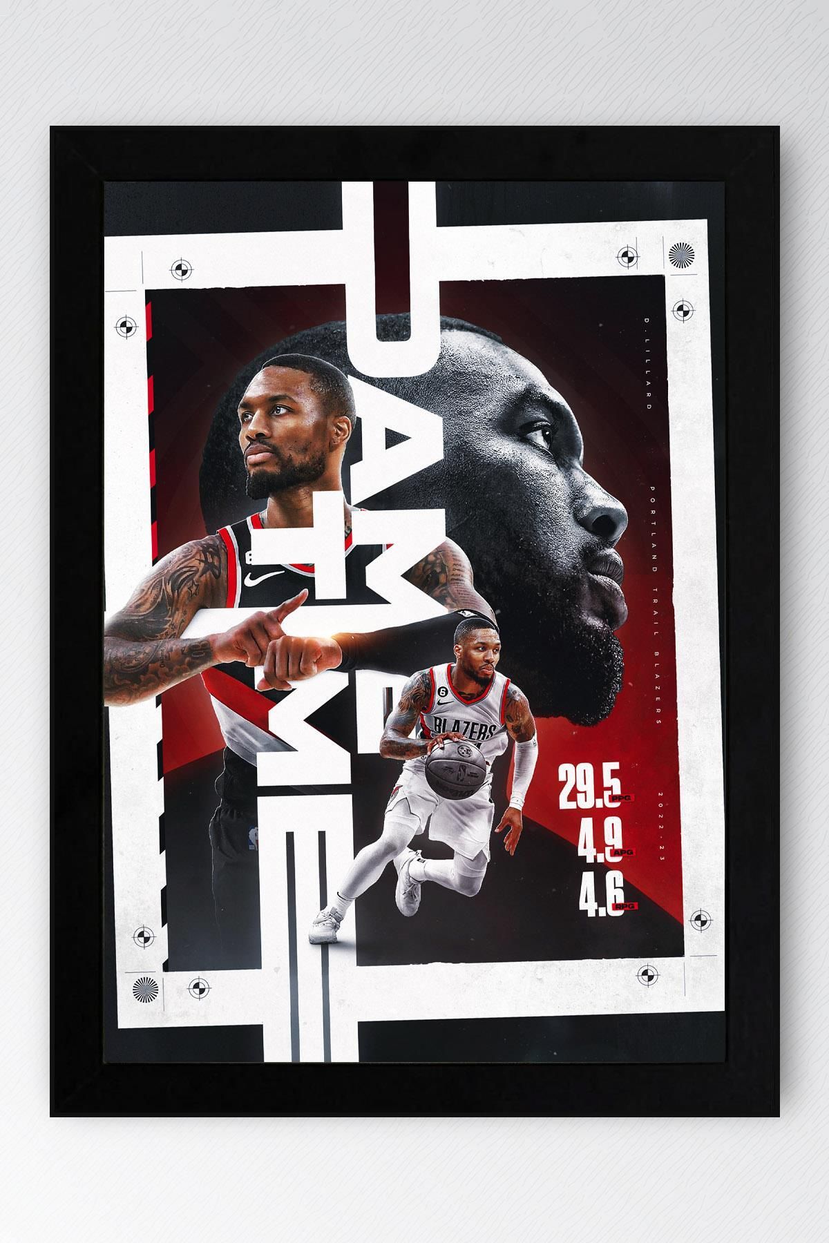 Saturn Damian Lillard Çerçeveli Tablo - Dame Time NBA Posteri Tablo